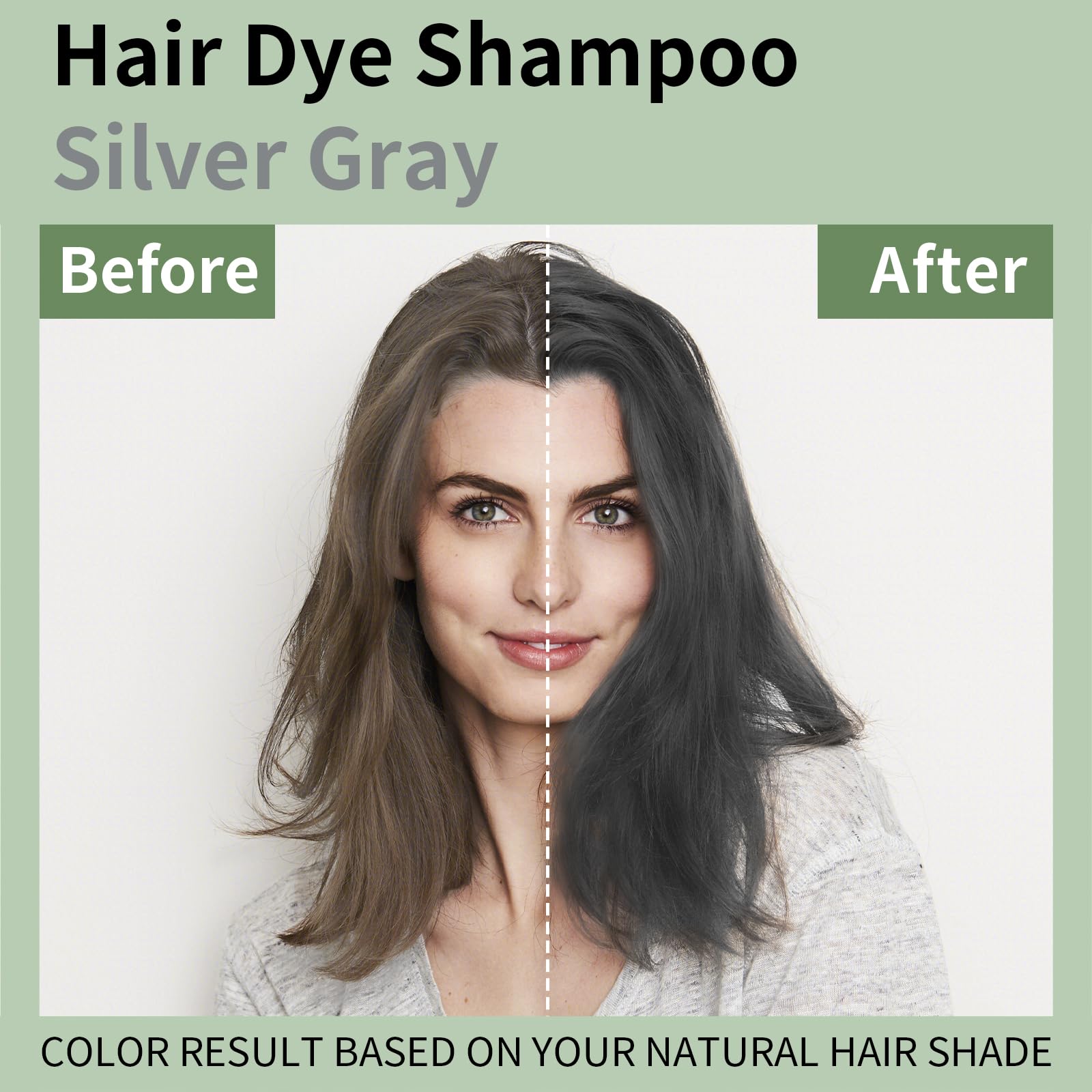 Callmynm Hair Dye Shampoo for Gray Coverage, 3 In 1 Natural & Long-Lasting Hair Color Shampoo, Easy to Use at home, Champu Para Canas, Herbal Treated for Men Women,16.9 fl.oz (Silver Gray)