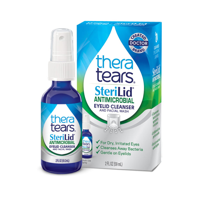TheraTears Sterilid Antimicrobial Eyelid Cleanser and Facial Wash, with Hypochlorous Acid, 59 mL, 2 Fl oz Spray
