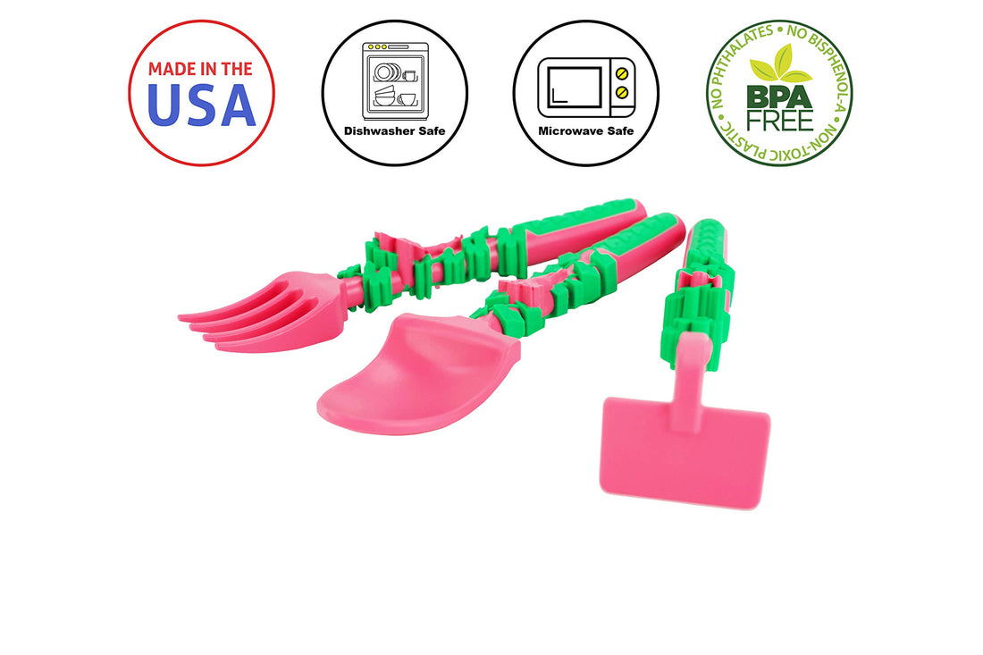 Constructive Eating - Toddler Utensils Made in USA - Silverware for Toddlers - Utensils for Kids - Constructive Eating Utensil Set