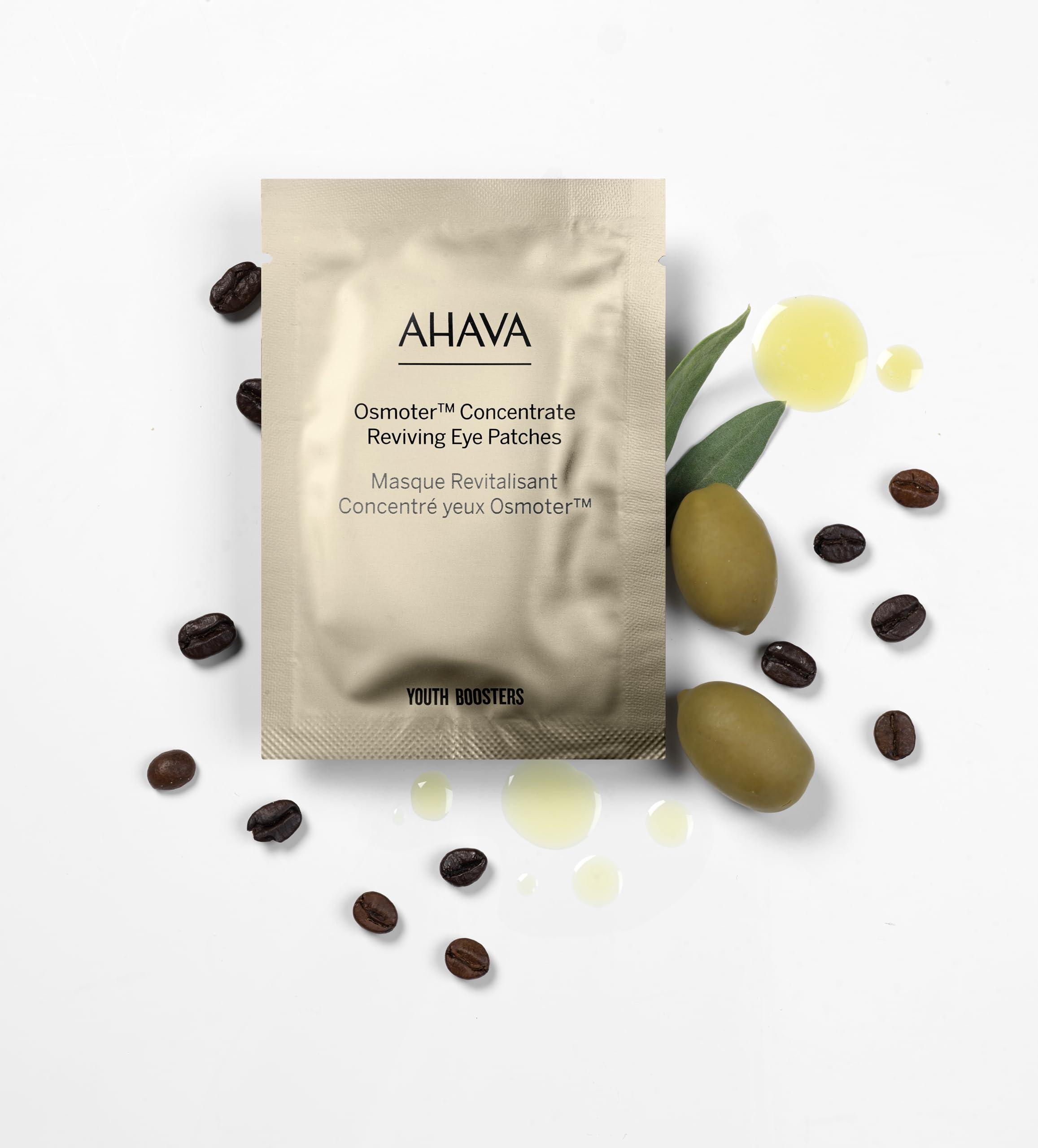 AHAVA Osmoter Concentrate Reviving Eye Patches - Hydrogel patches for youthful & rested eyes, reduces wrinkles, fatigue signs & fine lines, enhances radiance, with Osmoter X3 & Niacinamide, 6 packs