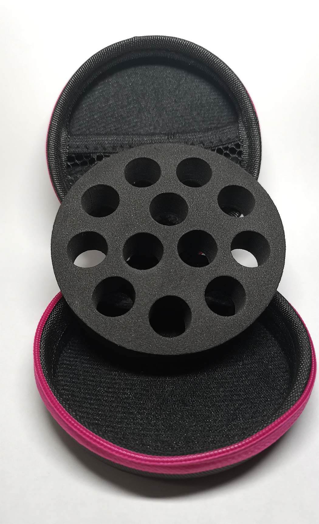 Round Hard Shell Case for 1/4 5/8 DRAM Micro Mini Roll-on Glass Bottles with Metal Roller Balls - Refillable Aromatherapy Essential Oil Roll On (HOLDS 12 VIALS) (1ML Mix bottle)