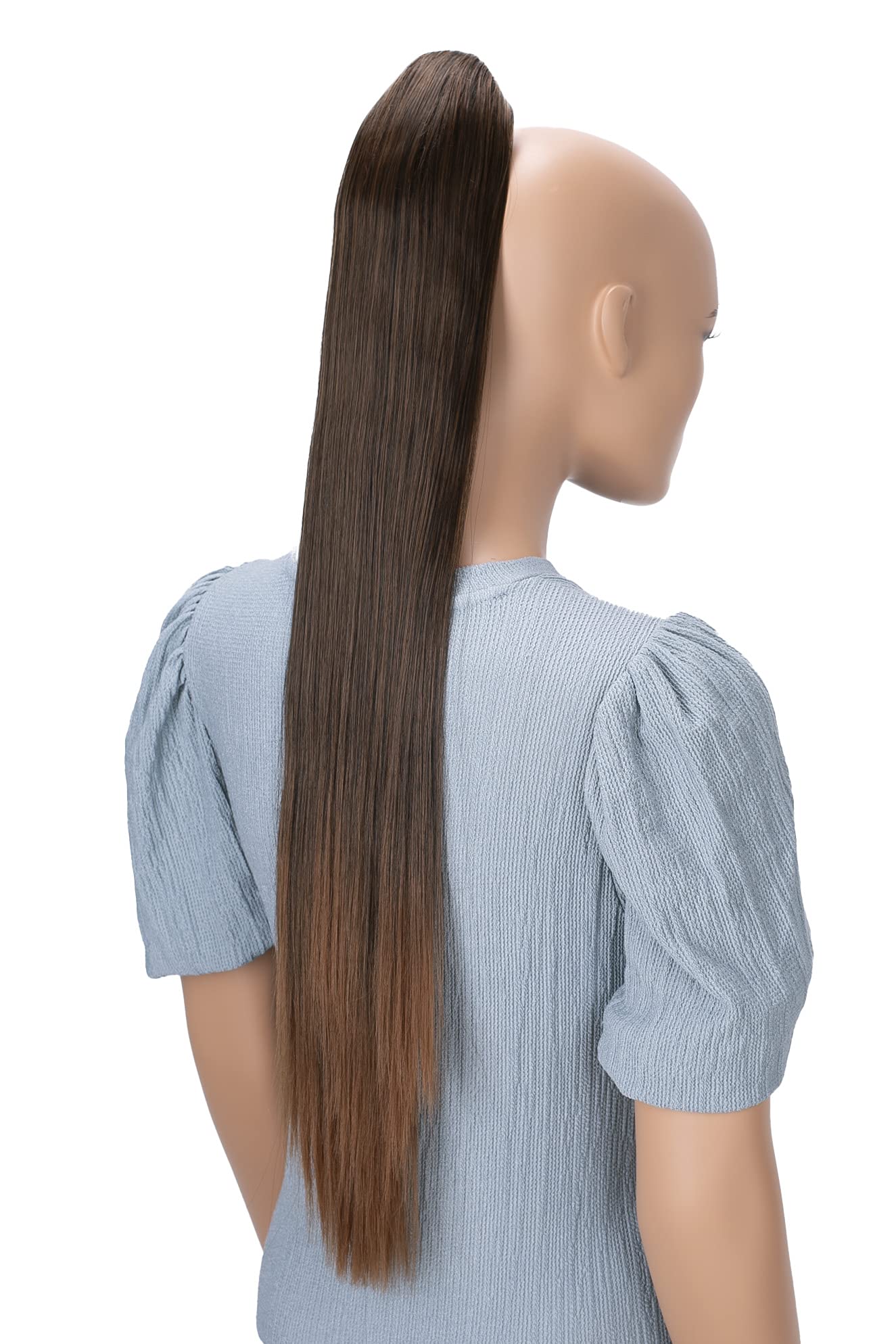27 (70cm) brown mix # 2T30 H81 : PRETTYSHOP 27 Hairpiece Ponytail Clip on Extension Long hair smooth Heat-Resisting H81