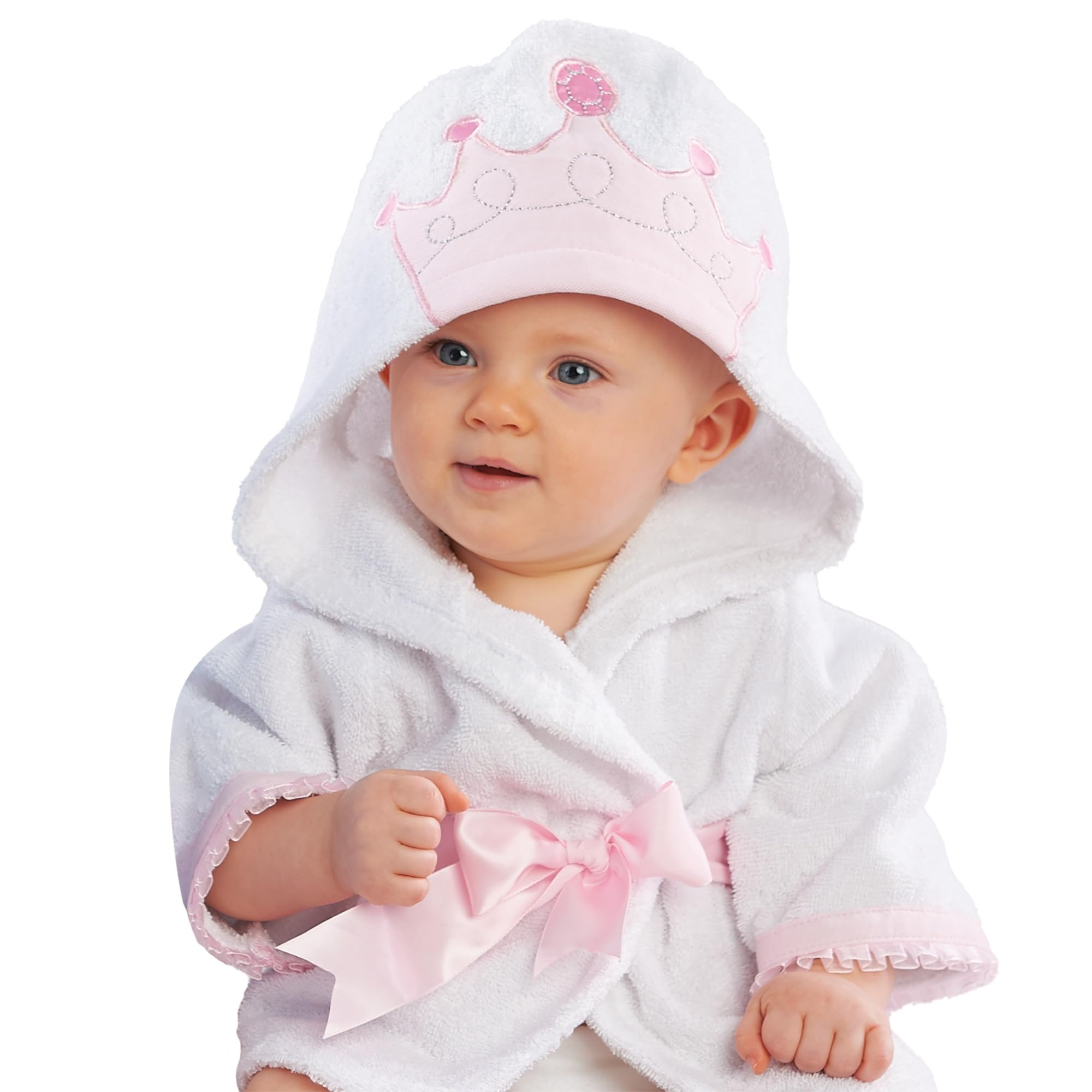 Baby Aspen Little Princess Hooded Towel Robe, 0-9 Months, Baby Bath Towel/Spa Robe