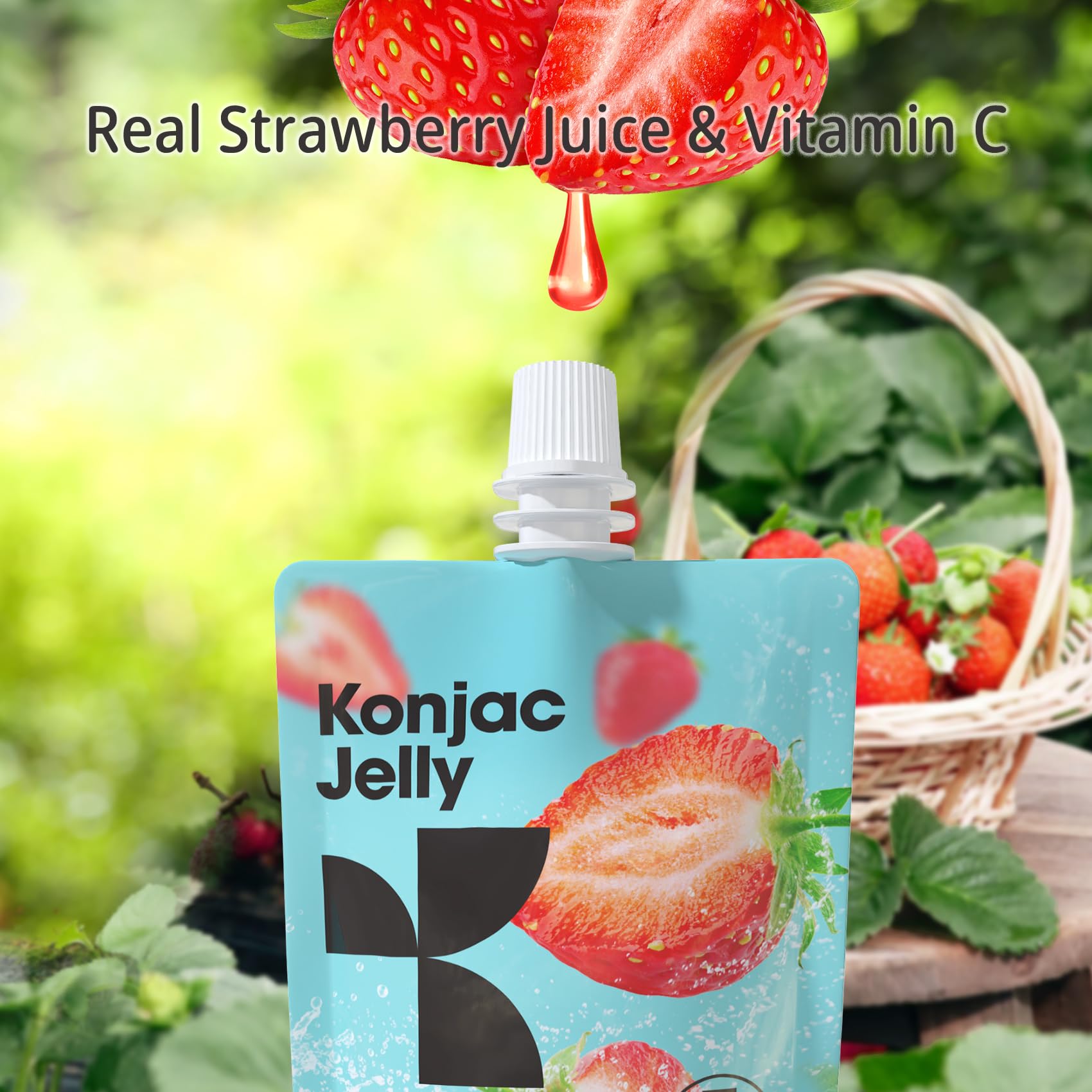 Hethstia Konjac Jelly Strawberry Flavor with Collagen Peptides – 10 Pack Drinkable Strawberry Jelly Squeeze Pouches, 7 Kcal, 0 Sugar, Keto, Gluten-Free, Vitamin C Healthy Snacks & Food Gifts