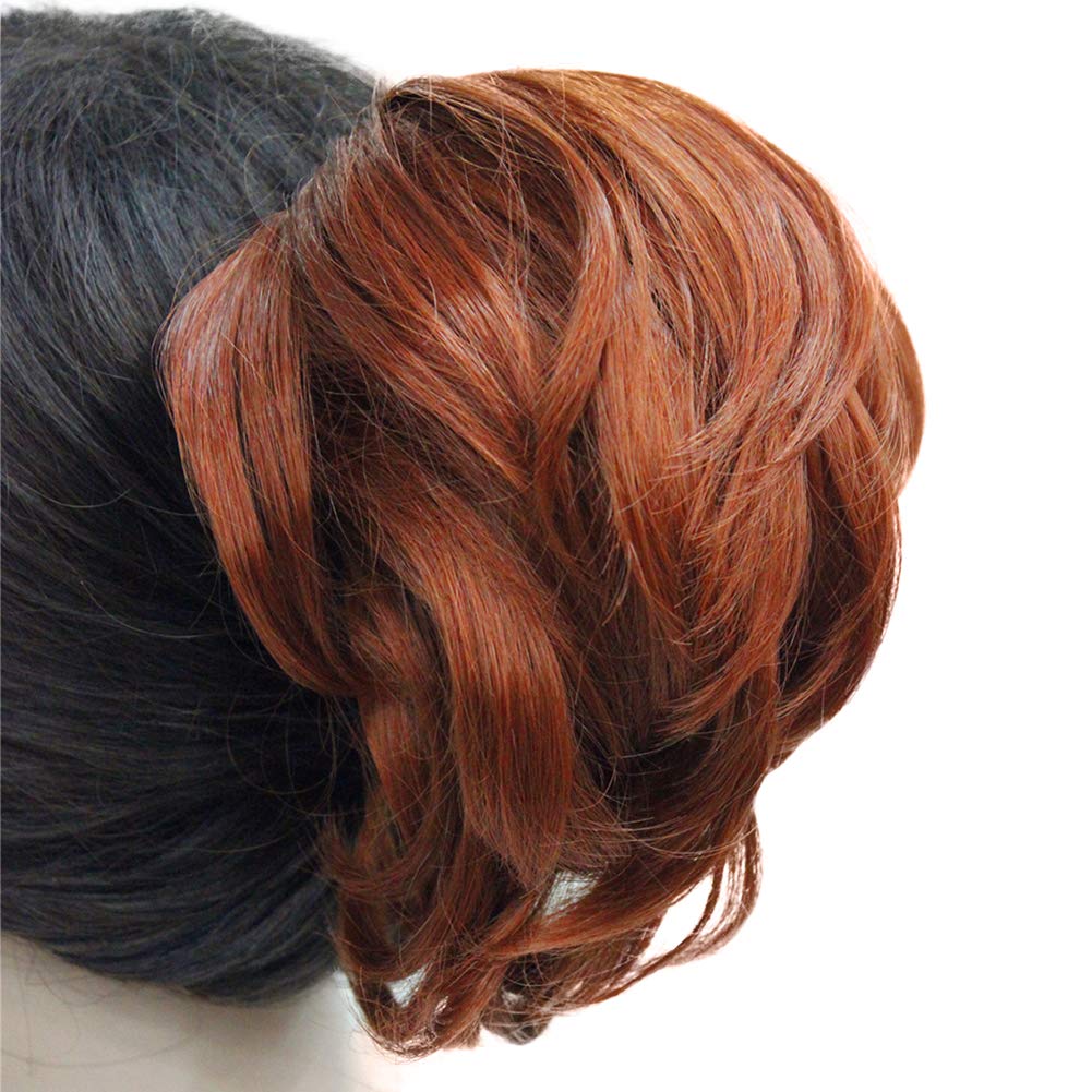 Wiginway Short Copper Red Curly Clip In Claw Ponytail Hair Extension Synthetic Hairpiece With A Jaw/Claw Clip