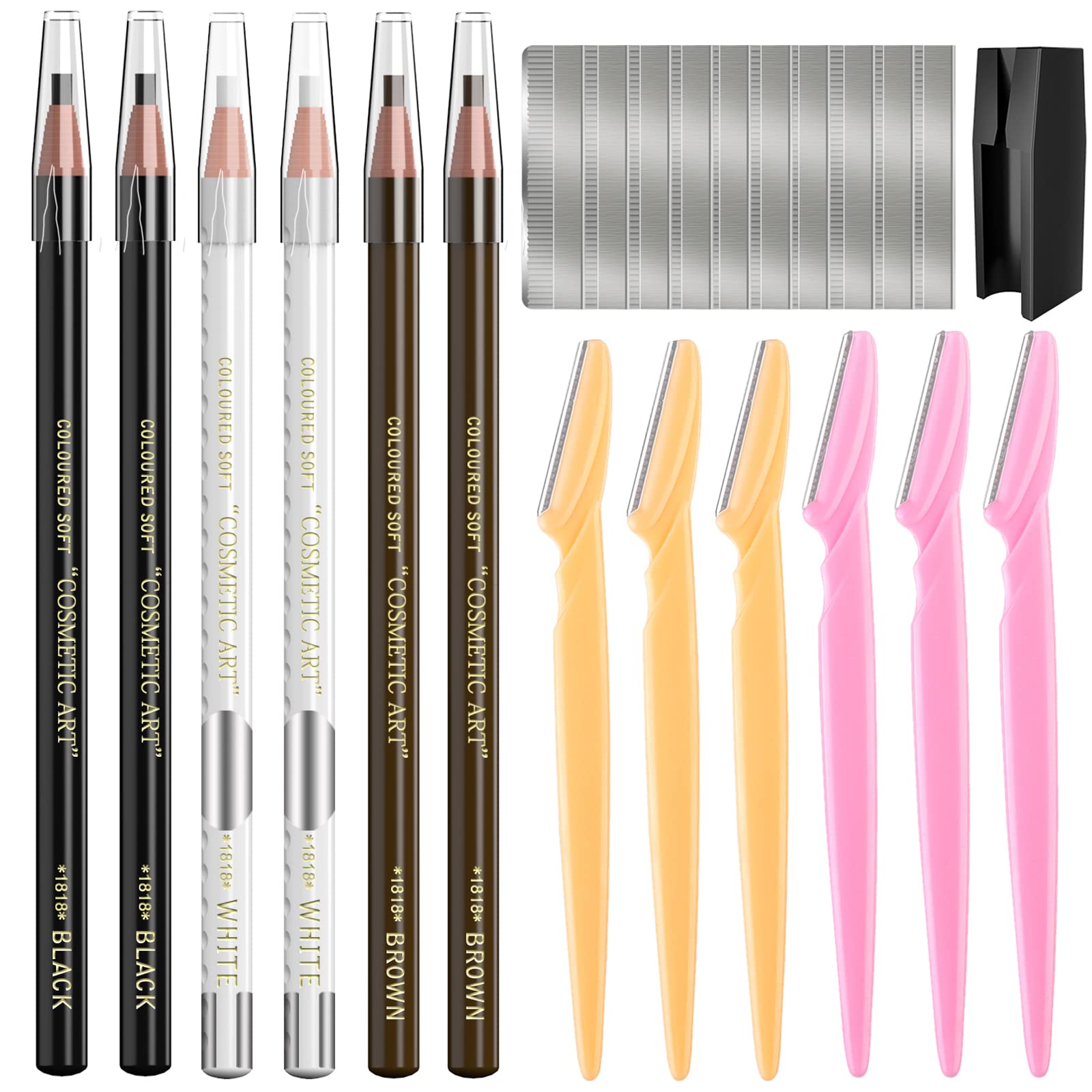 Waterproof Eyebrows Pencil Tattoo Makeup And Microblading Supplies Kit-Permanent Eye Brow Liners In Wa(including :12 eyebrow pens, 2 eyebrow knives, 3 eyebrow card, 2 pencil sharpeners)