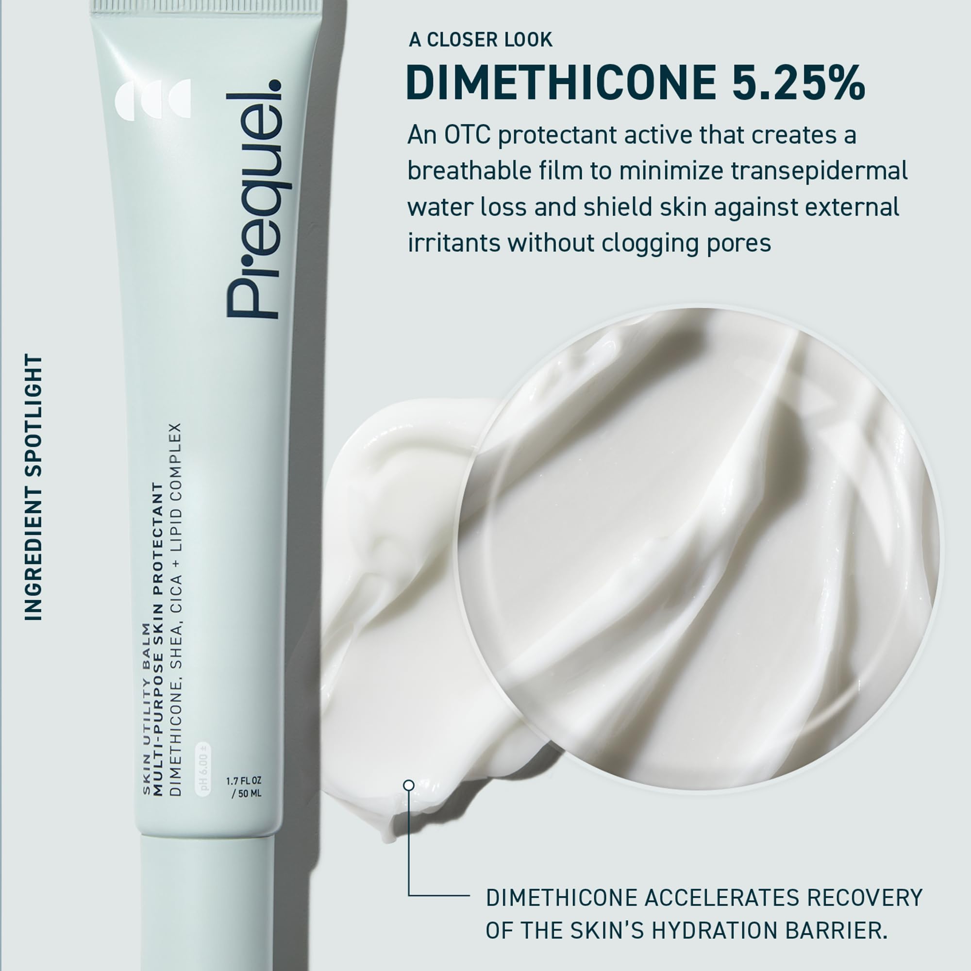 Prequel Skin Utility Balm. Advanced Occlusive Face Cream for Dry Skin, Moisturizer for Sensitive Skin. Thick Non-Comedogenic Barrier Protection with Dimethicone and Shea Butter. 1.7oz Tube