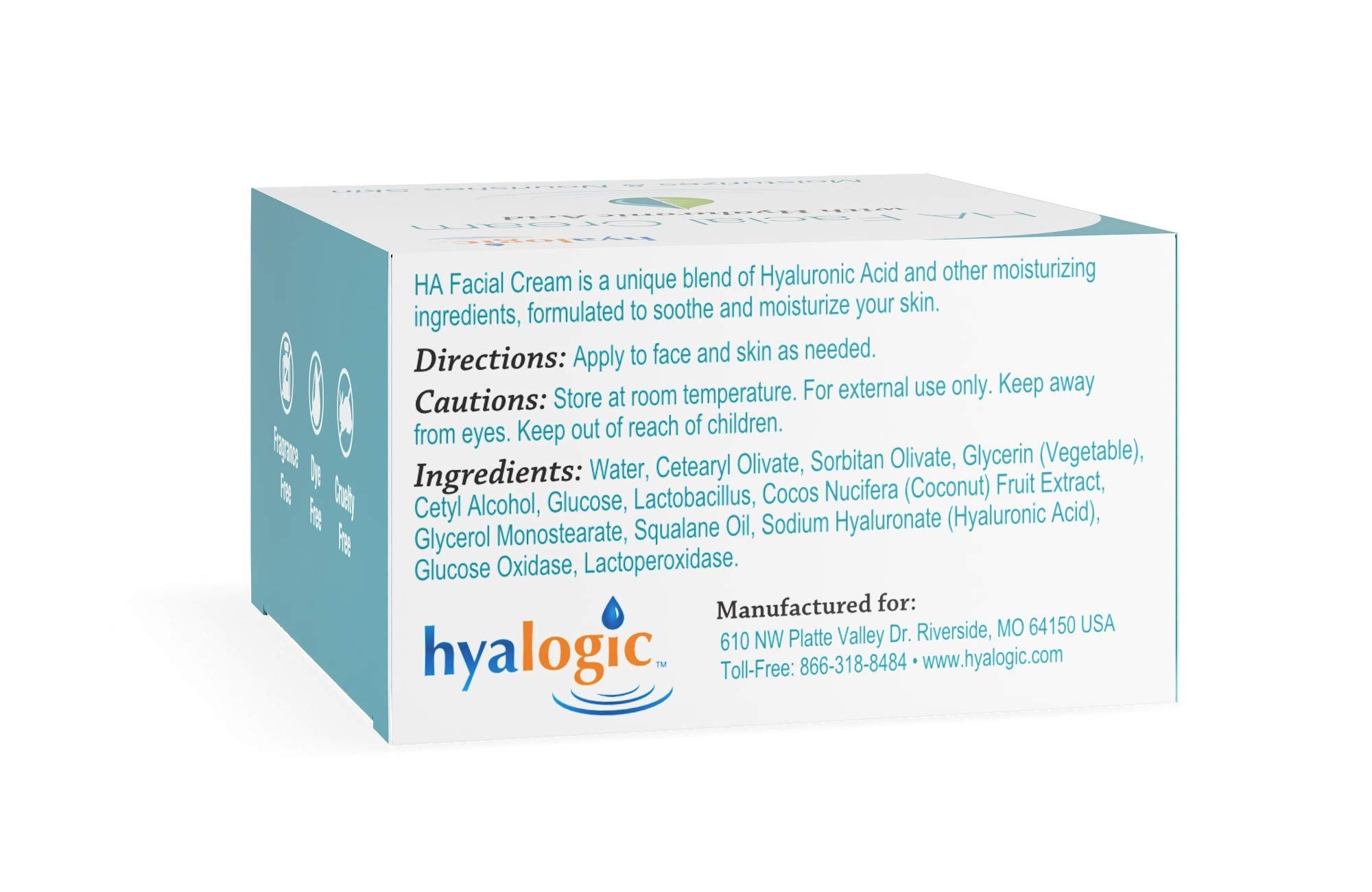 Hyalogic Episilk Premium Facial Cream - With Pure Hyaluronic Acid - All Natural HA - 2 ounces