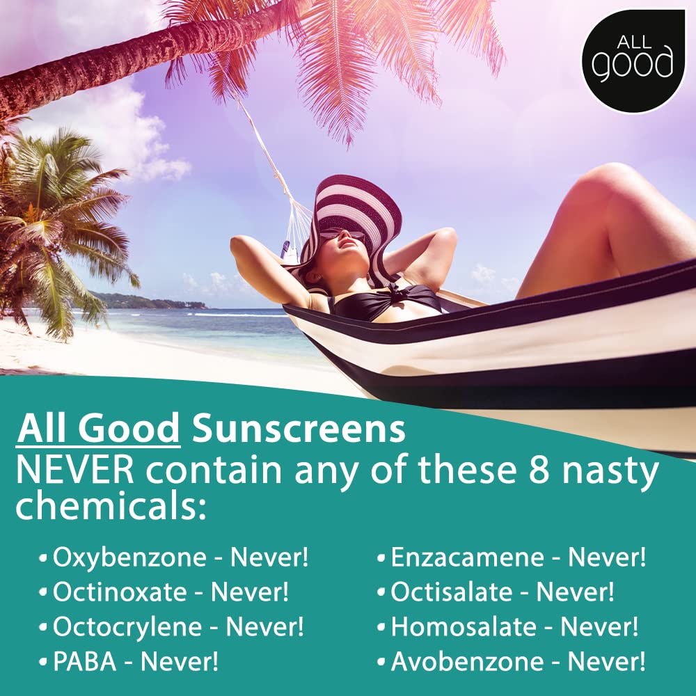 All Good Organic Sunscreen Butter - Zinc Oxide - Coral Reef Safe - Water Resistant - Uva/Uvb Broad Spectrum - Spf 50+ (1 Oz)(2-Pack)