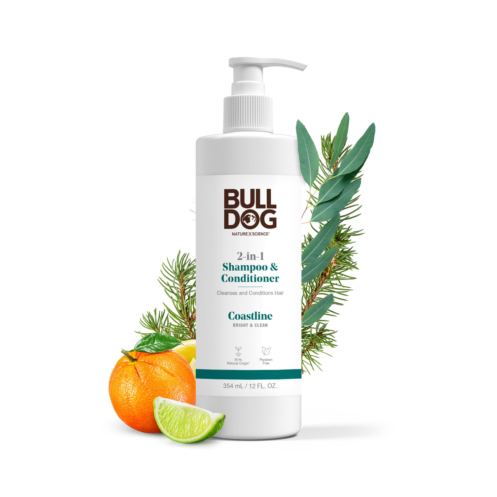 Bulldog Mens Skincare and Grooming 2-in-1 Shampoo and Conditioner, Coastline, 12 Fluid Ounces