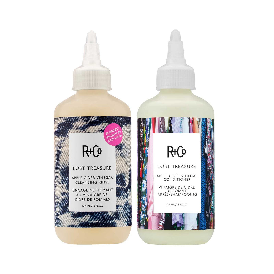 R+Co Lost Treasure Apple Cider Vinegar Hair Rinse + Conditioner Set | Shine-Boosting Hair Treatment for Clean & Healthy Hair | Remove Product Build-Up | Restore Scalp pH | 6.0oz (Set of 2)