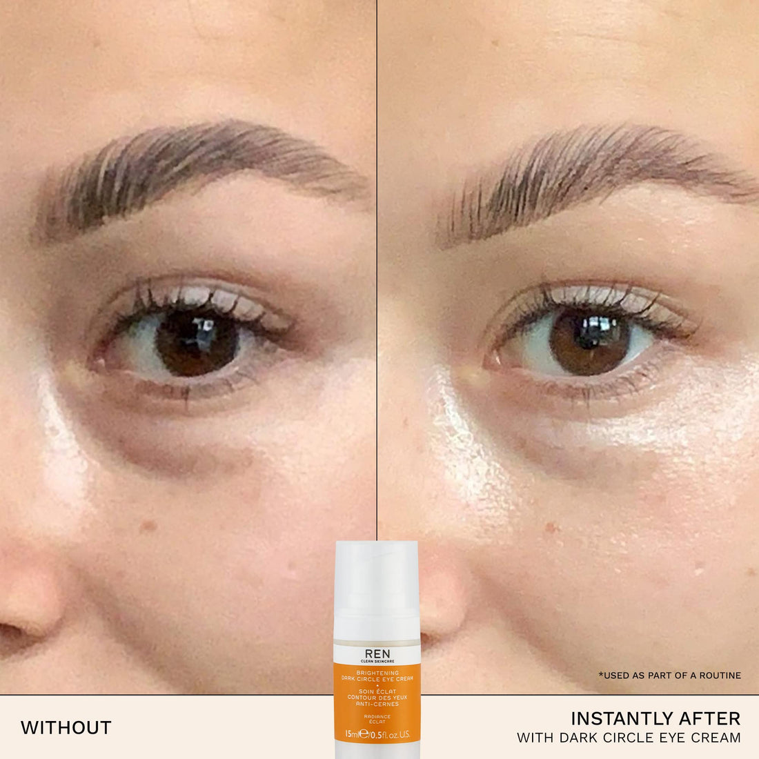 REN Clean Skincare - Radiance Brightening Dark Circle Eye Cream - Hydrates While Proven to Reduce Dark Spots in 7 Days - Clean, Vegan Facial Products, 0.5 Fl Oz