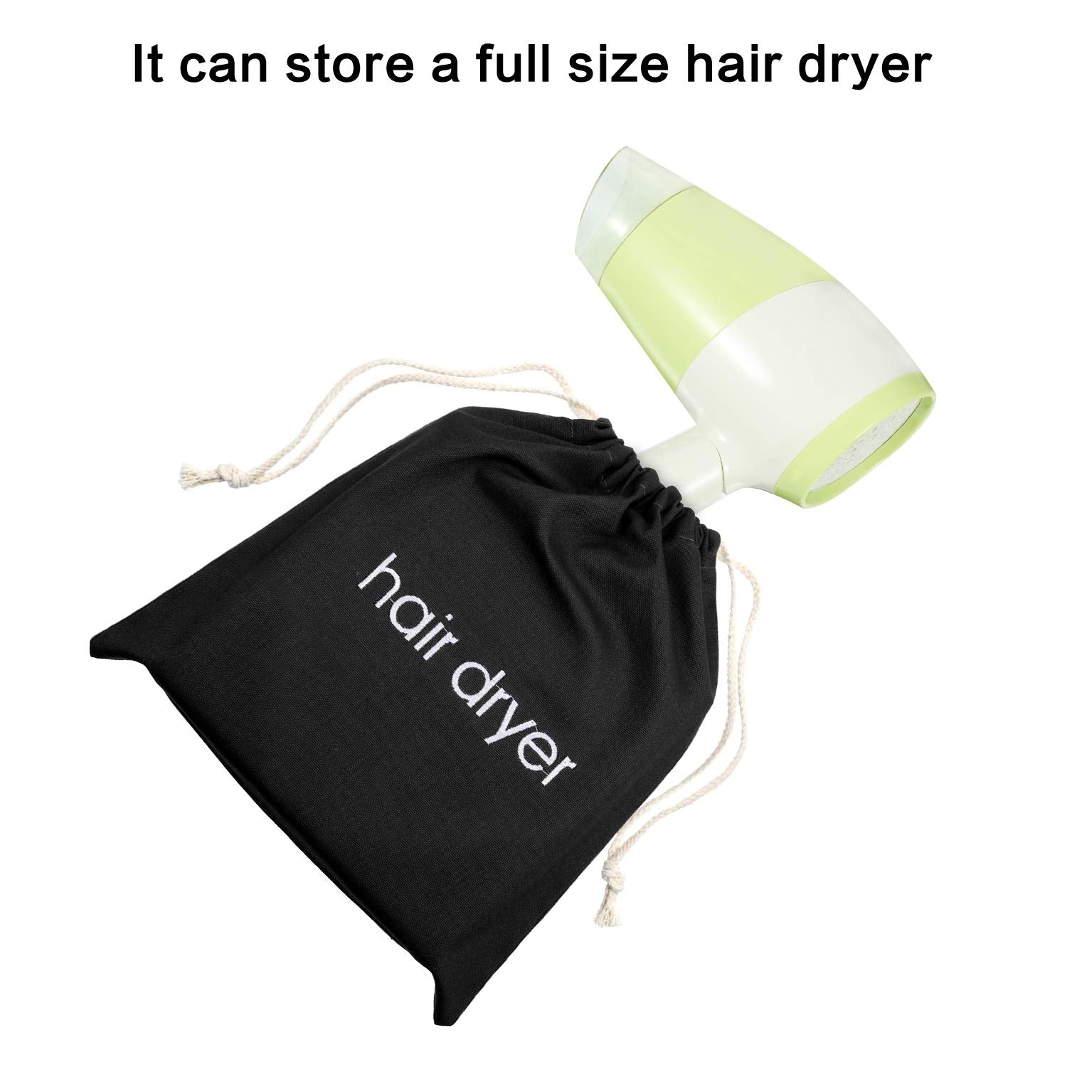 Hair Dryer Bags Drawstring Bag Container Hairdryer Bag, 11.8 by 13.8 Inch (Black,Cotton)