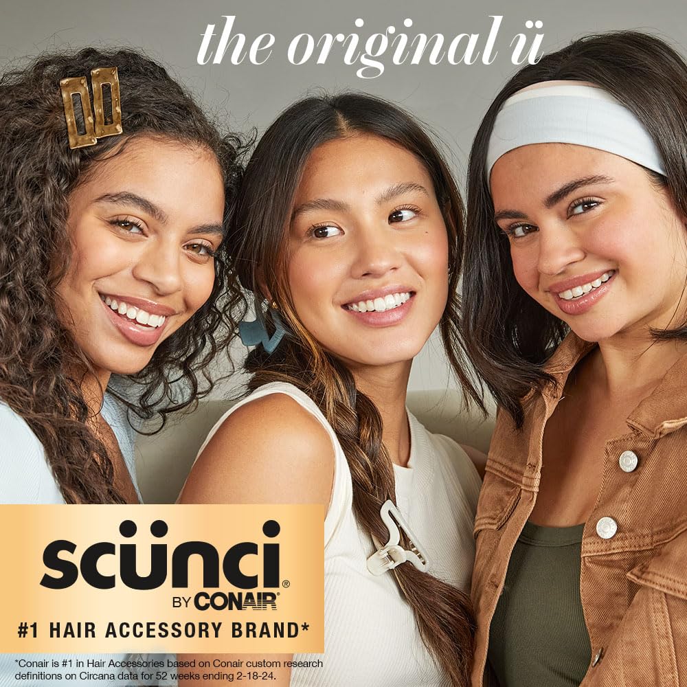 CONAIR Scunci Effortless Beauty Skinny headband -plastic Headbands for Women and Men - hair accessories for women - Assorted Tortoise - 4 Count