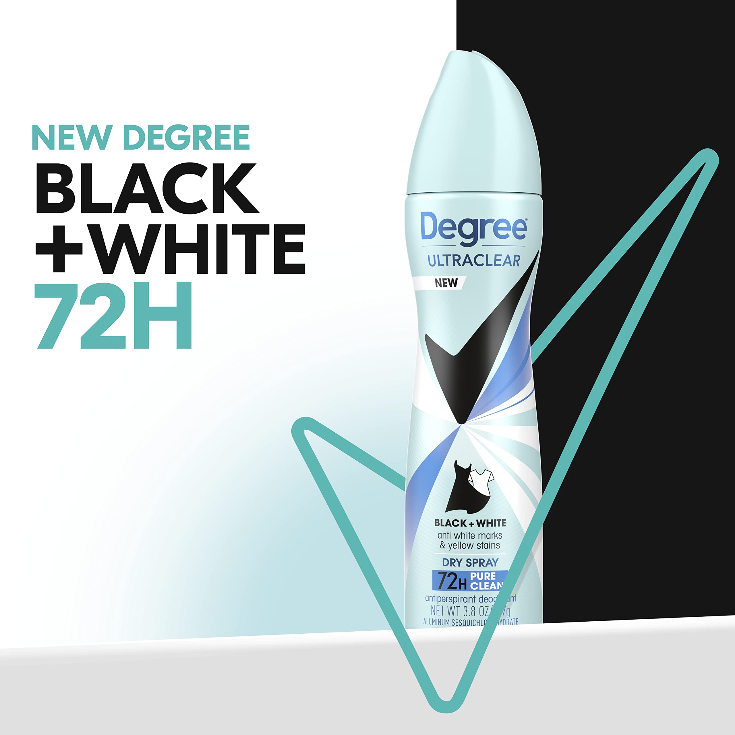 3.8 Ounce (pack of 12) , Pure Clean : Degree Ultraclear Antiperspirant Deodorant Dry Spray, Black/White Pure Clean, 3.8 Ounce (Pack of 12)