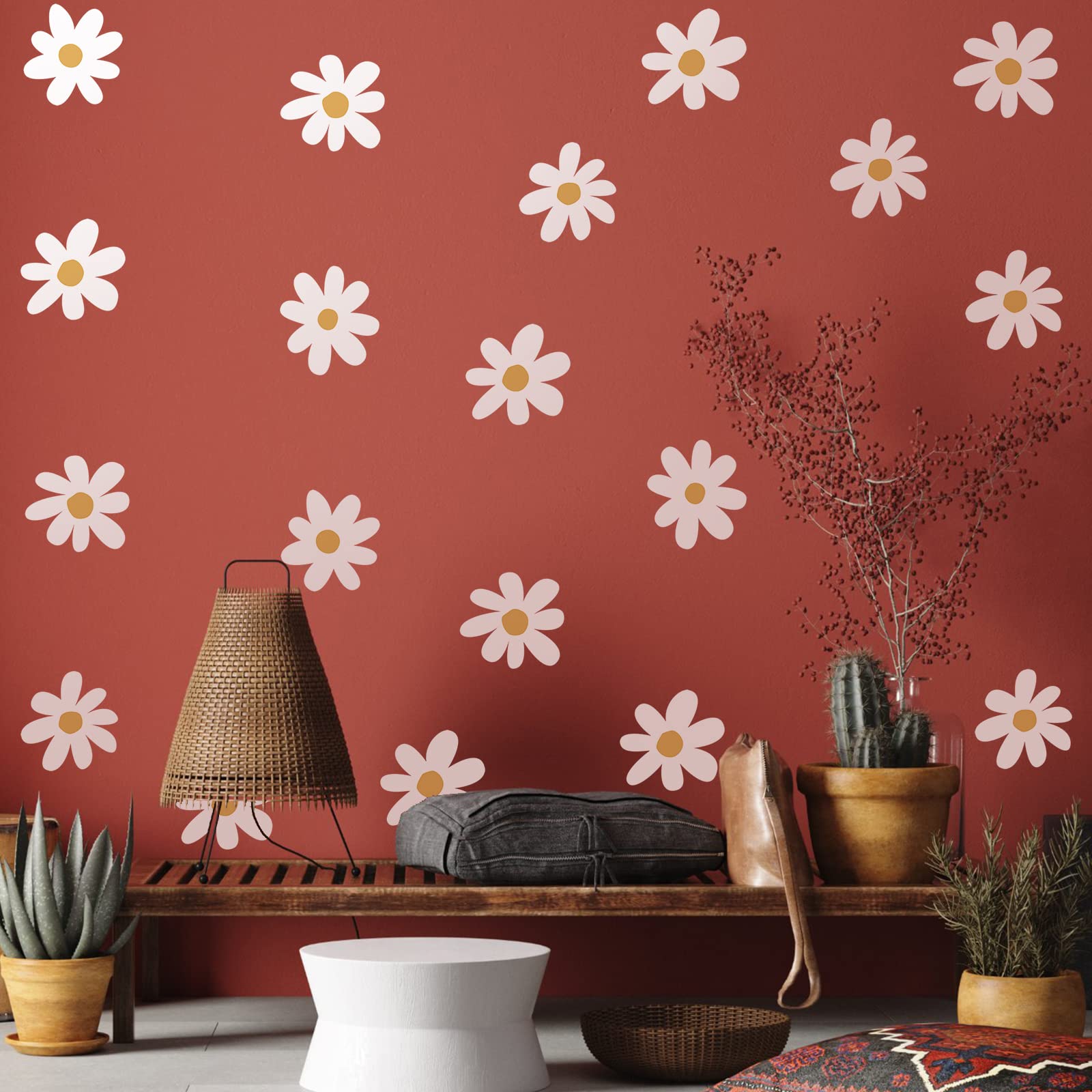 BBTO Daisy Wall Decal Flower Vinyl Wall Decals Daisy Decals Floral Decals Peel and Stick Daisy Stickers for Kids Nursery Wall Art Bedroom Living Room (White)
