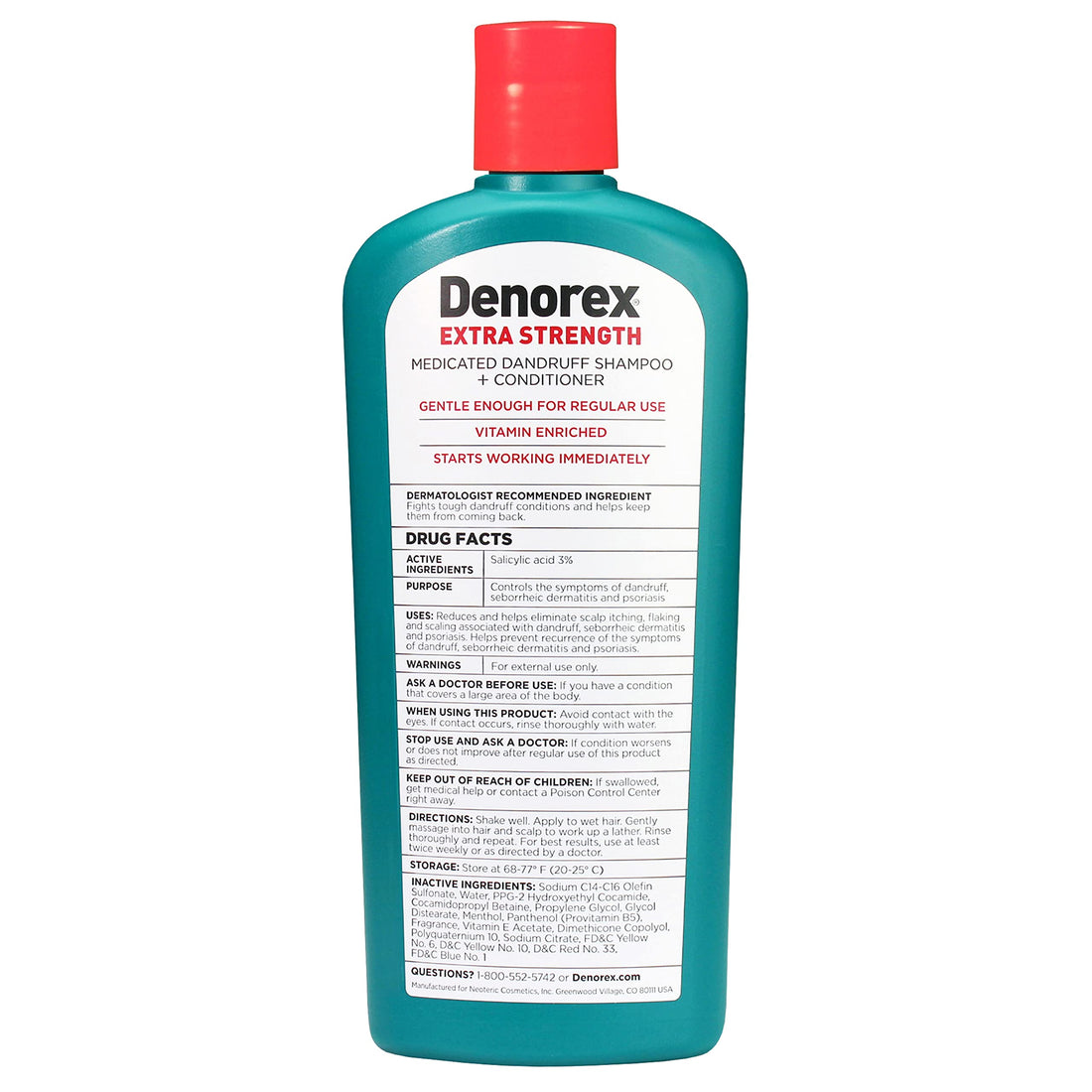 Denorex Extra Strength Anti Dandruff Shampoo & Conditioner Treatment, 3% Salicylic Acid Helps Relieve Moderate Symptoms of Dandruff, Seborrheic Dermatitis & Psoriasis, 10oz