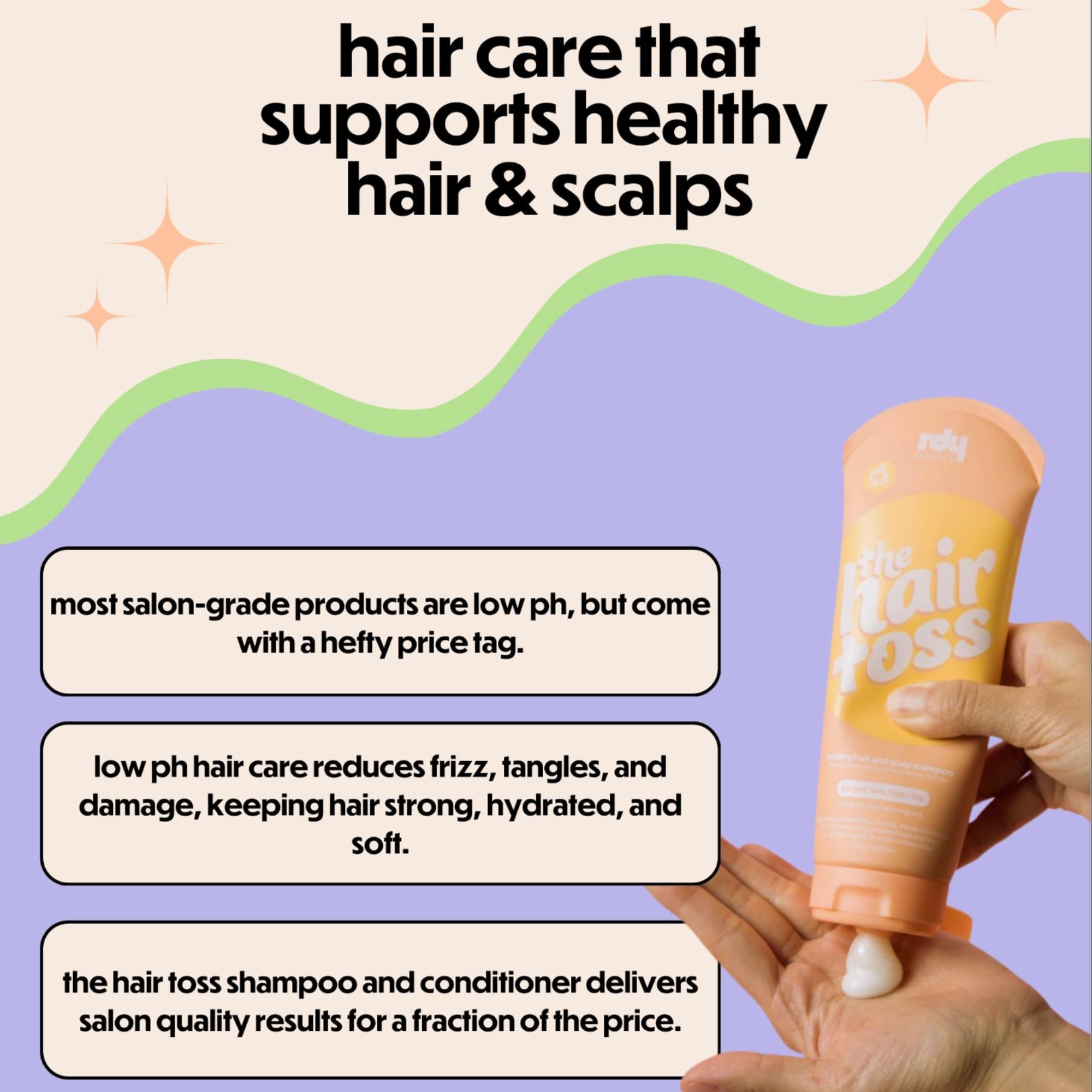 The Hair Toss Detangling Shampoo & Conditioner Set, Lightweight Low Ph for Strengthening and Detangling All Hair Types | Paraben & Sulfate Free for Sensitive Scalp | 13.5oz (White Lily & Lemongrass)