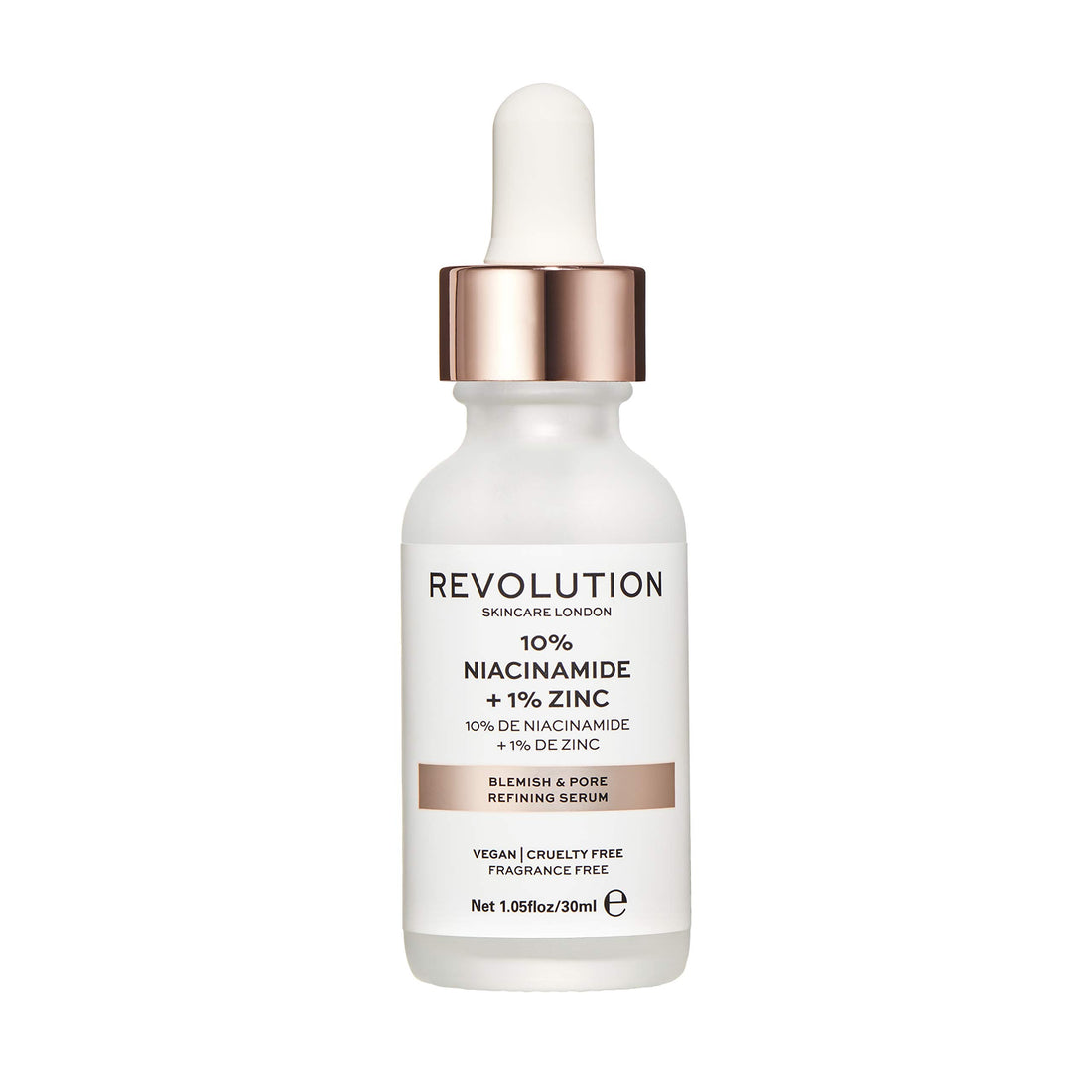 Makeup Revolution Skincare Blemish and Pore Refining Serum - 10% Niacinamide + 1% Zinc, 30ml (acne, oily skin, large pores, blemishes)