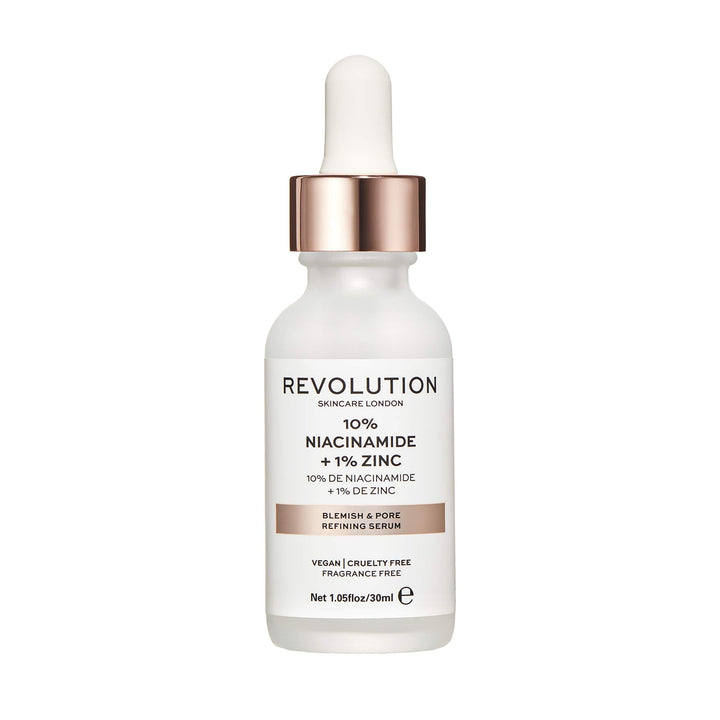 Makeup Revolution Skincare Blemish and Pore Refining Serum - 10% Niacinamide + 1% Zinc, 30ml (acne, oily skin, large pores, blemishes)