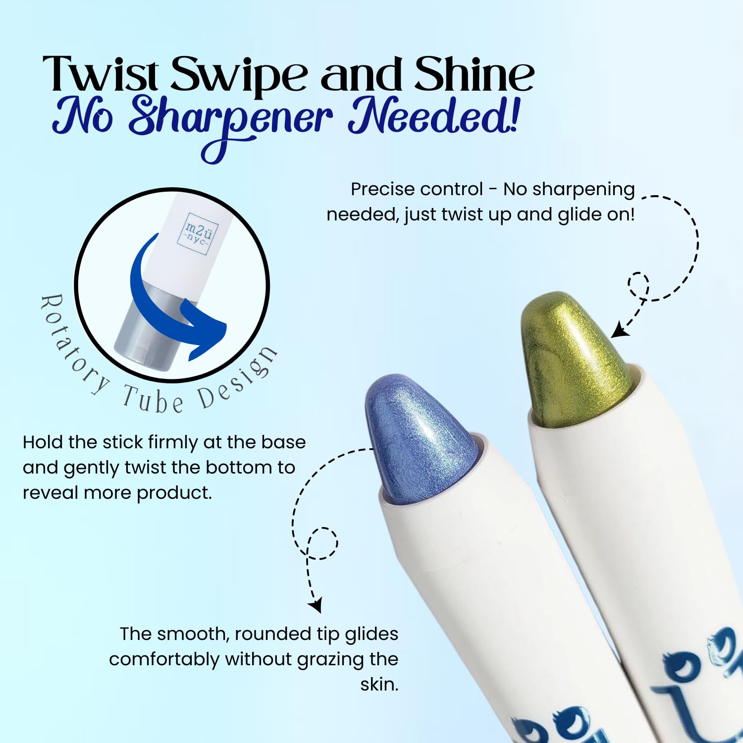 M2U NYC Ultra Creamy Eye Shadow Stick – (Copper Storm) Shimmer Cream Eyeshadow Pencil Crayon - Moisturizing Eye Brightener Stick & Highlighter – Smudge Proof, Buildable & Lightweight Formula