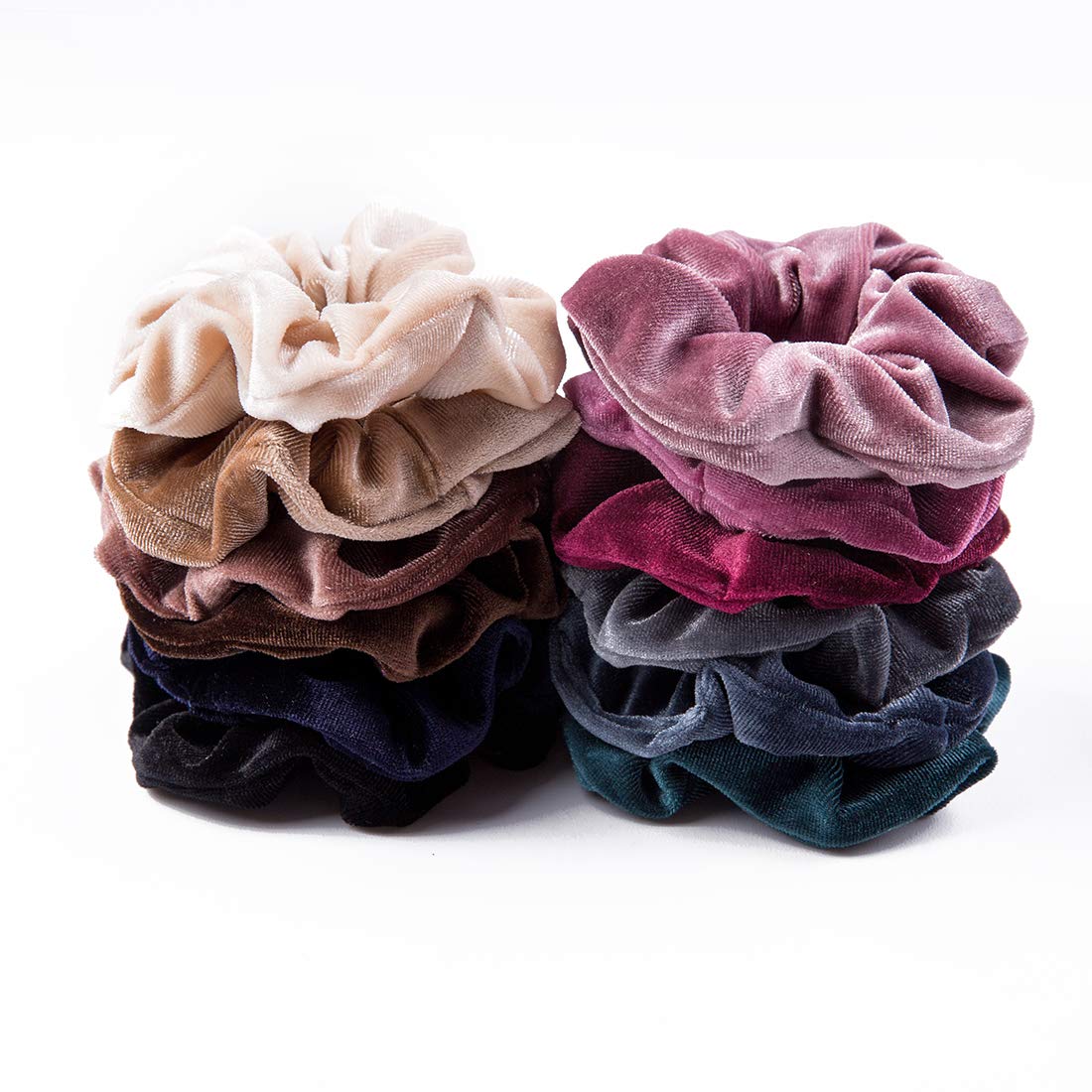 12 Pack Velvet Hair Scrunchies Scrunchy Hair Ties Elastic Hair Bands Ropes Scrunchie for Women or Girls Hair Accessories(12 Colors)