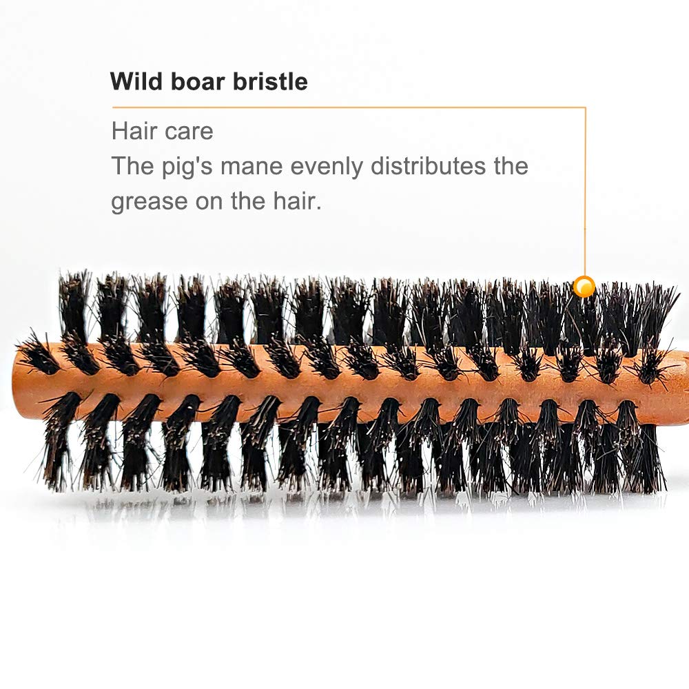 SUNBIRD Wild Boar Bristle Small Round Brush Hair Brush - For Men, Women, Kid, Dry, Wet, Fine, Thick, Curly Hair Styling, Adding Hair Volume and Shine