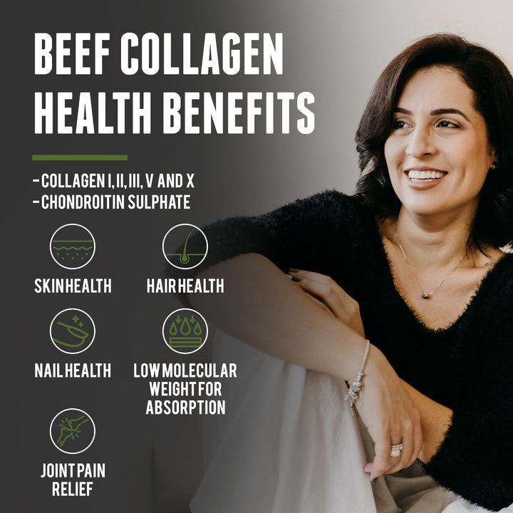 One Earth Health Grass Fed Beef Collagen - New Zealand Sourced Natural Collagen Supplement. (Types I, II, III, V and X) 3,000mg per Serving, 200 Count