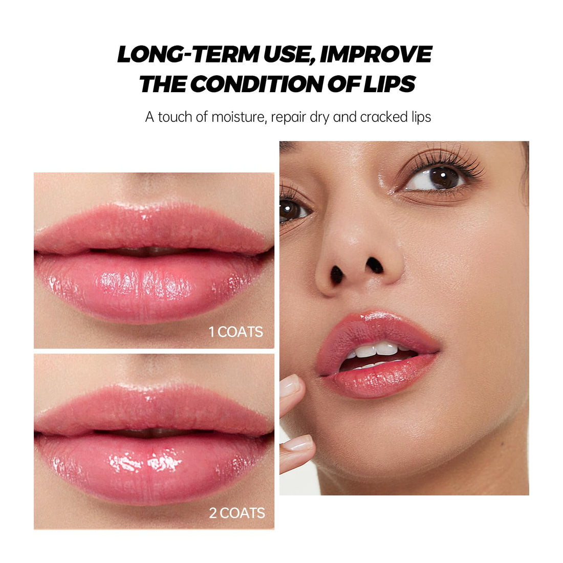 Tinted Lip Balm, Long Lasting Hydrating, Gloss Finish, Fade Lip Lines, Repair Dry and Cracked Lips (03)