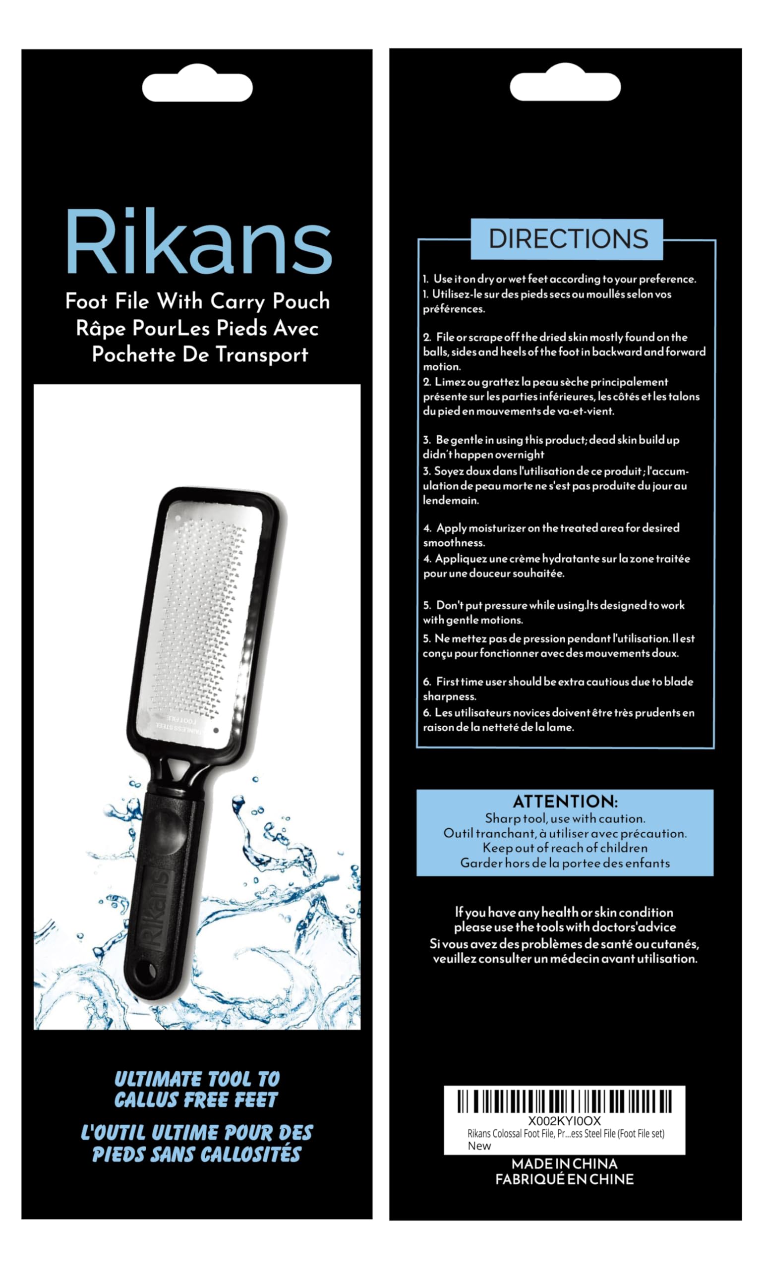 Rikans Colossal Foot File, Professional Foot Rasp Callus Remover, Foot Care Pedicure Tool to Remove Hard Skin,Can Be Used on Wet or Dry Skin, High Grade Stainless Steel File (Foot File Set)