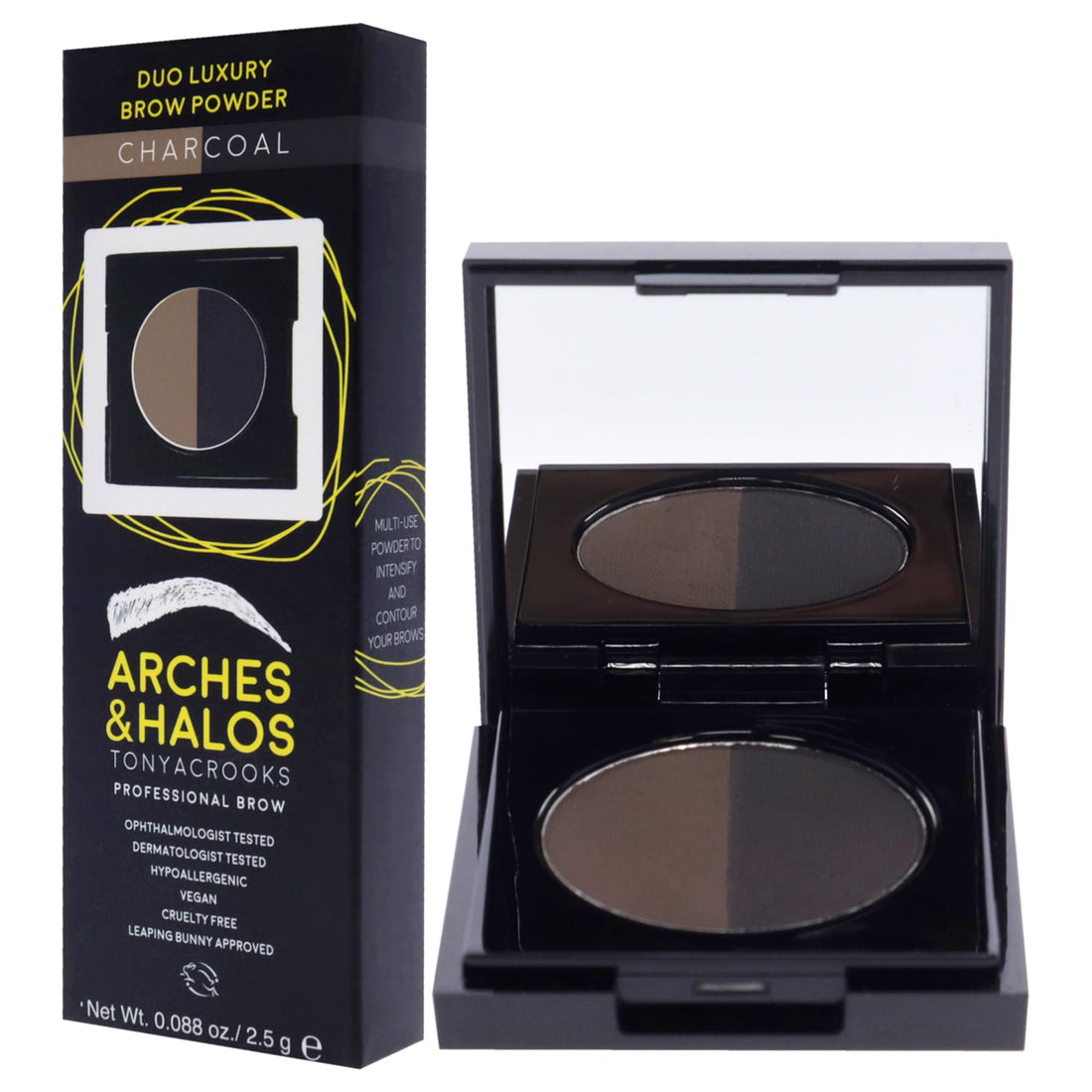 Arches & Halos Duo Luxury Brow Powder - Two-for-One Versatile Compact Powder - Get Full, Defined Brows - Vegan and Cruelty Free Makeup - Sunny Blonde - 0.88 oz