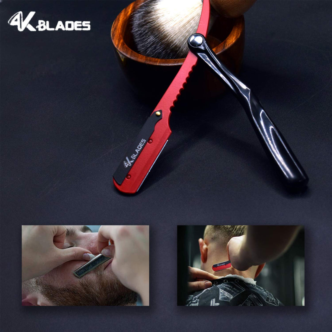 Professional Barber Straight Edge Razor - Salon Hair Cut Stainless Steel Safety Blade for Close Shaving, Navalha De Barbeiro (with 10 single edge sharp blades) (Plastic handle)