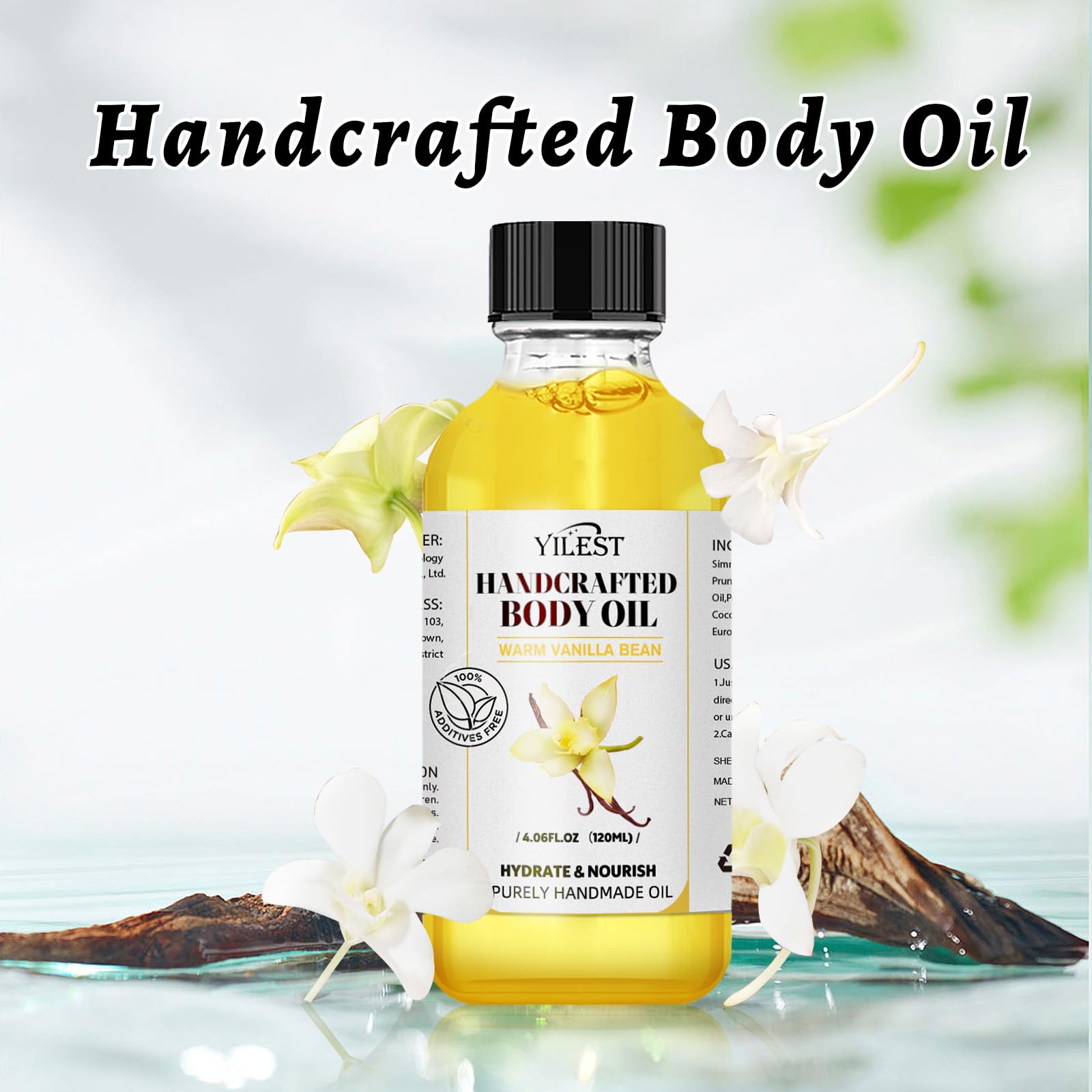 Vanilla Body Oil, Hydrating & Nourishing Moisturizer for Dry Skin, Handmade Natural Skincare Oil, Vanilla Scented Spa Oil, Relaxation & Aromatherapy