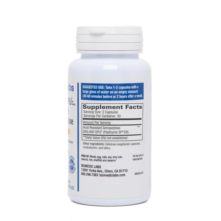 Serra-RX 260,000 SU Serrapeptase - Acid-Resistant Proteolytic Systemic Enzyme, Non-GMO, Gluten Free, Vegan, Supports Sinus, Immune & Lung Health, 60 Veg Capsules