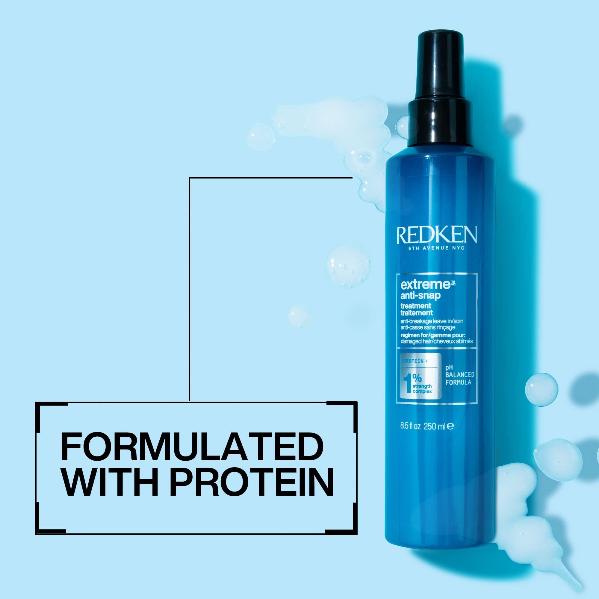 Redken Extreme Anti-Snap Anti-Breakage Leave-In Treatment | for Distressed Hair | Fortifies & Helps Reduce Breakage | Infused with Proteins | Updated Packaging | 8.5 Fl. Oz.