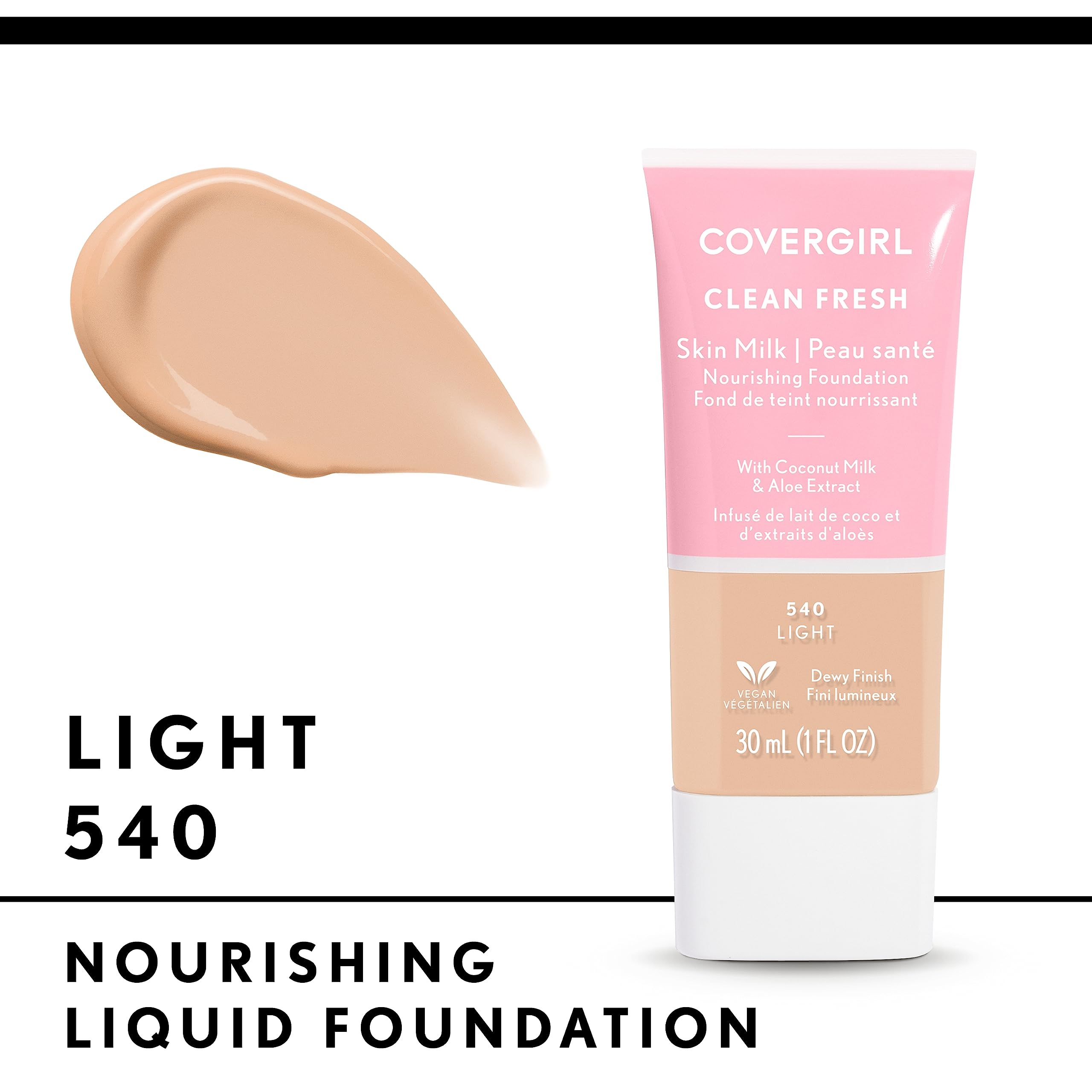 COVERGIRL, Clean Fresh Skin Milk Foundation, Light, 1 Fl Oz (Pack of 1) (packaging may vary)