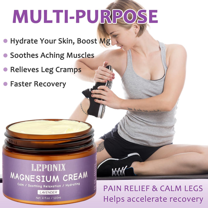 LEPONIX Magnesium Lotion for Sleep, Magnesium Butter- Sleep, Muscle Relaxation & Moisturizing, Topical Magnesium Body Butter Cream with Shea Butter, Coconut Oil, Lavender Oil for Women Men