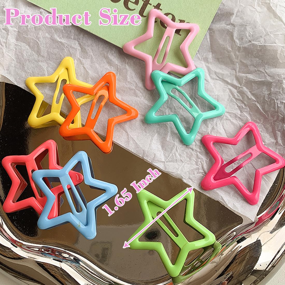 13 PCS 1.65 Metal Hair Accessories - Snap Barrettes with Non-Slip Star Clips for Girls in Multiple Colors
