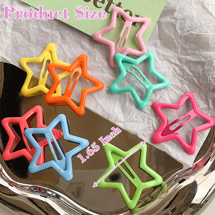 13 PCS 1.65 Metal Hair Accessories - Snap Barrettes with Non-Slip Star Clips for Girls in Multiple Colors