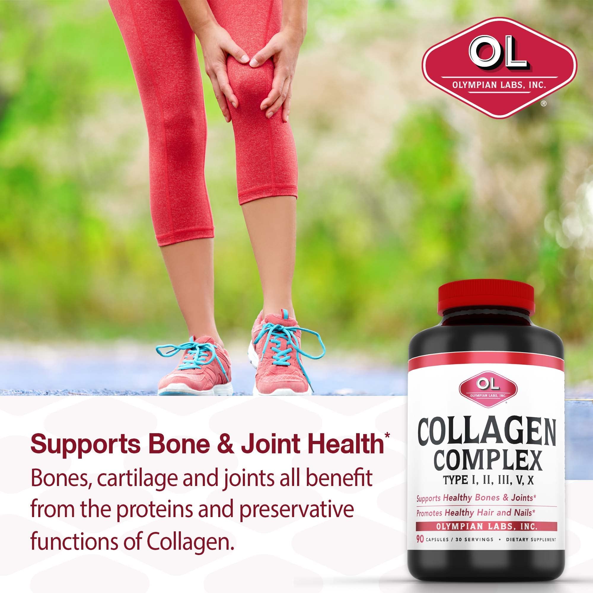 Olympian Labs Multi Collagen Complex Type I, II, III, V, X, Hair, Nails, Joint, Gut Health, 90 Caps, 30-Day Supply