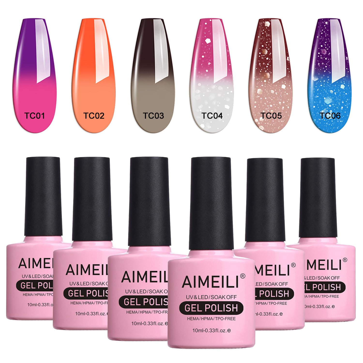 AIMEILI Soak Off UV LED Gel Nail Polish Multicolor / Mix Color / Combo Color Set Of 6pcs X 10ml - Kit Set 13