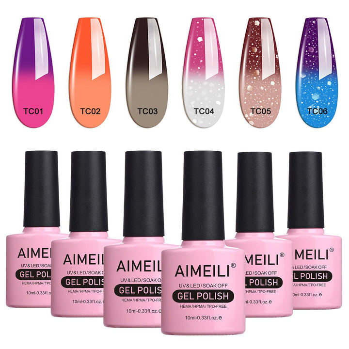 AIMEILI Soak Off UV LED Gel Nail Polish Multicolor / Mix Color / Combo Color Set Of 6pcs X 10ml - Kit Set 13
