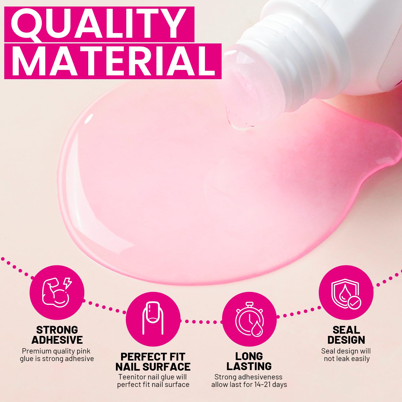 Teenitor 30ml Nail Glue for Acrylic Nails, Press on Nail Glue Strong Brush on Nail Glue, Strong Nail Glue for Press On Nails, Nail Glue for Broken Nail Nail Tip Glue, Super Nail Glue