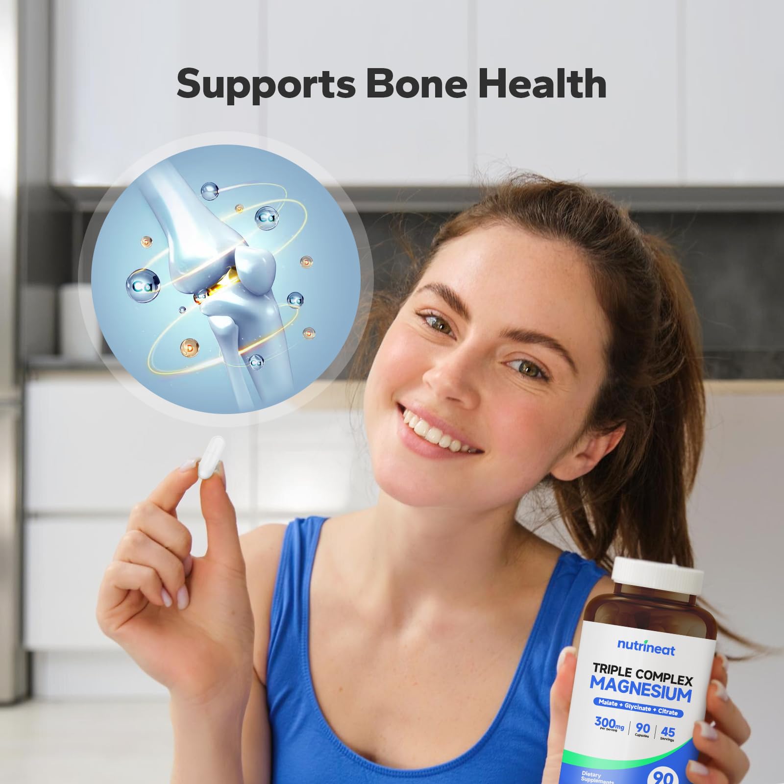 NutriNeat Triple Magnesium Complex (90 Capsules), 300mg of Magnesium Glycinate, Citrate & Malate, High Absorption, Muscle Vitality Enhancing, Boosts Performance & Strength