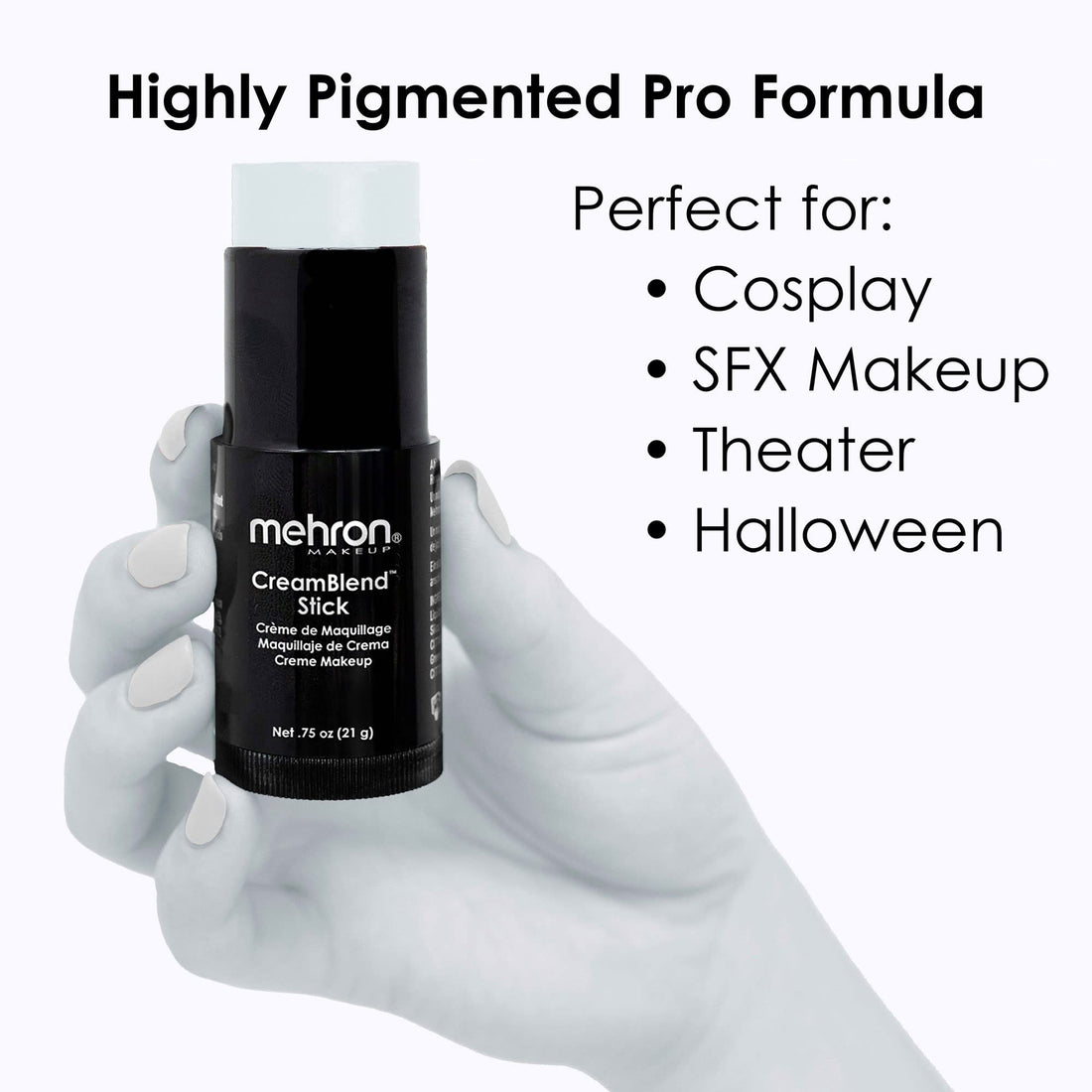 Mehron Makeup CreamBlend Stick, MOONLIGHT WHITE - .75oz