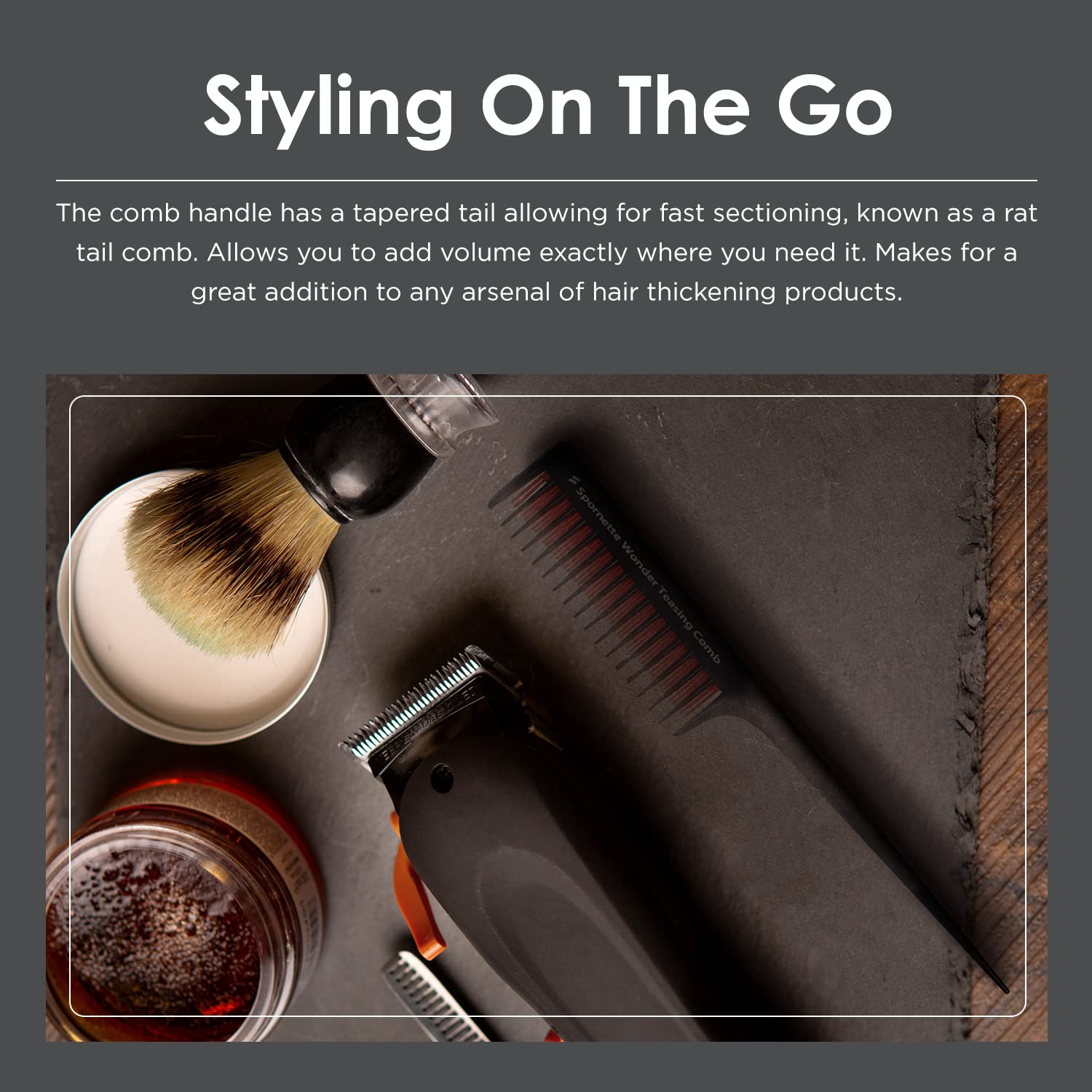 Spornette Little Wonder Teasing Comb - Rat Tail Comb For Back Combing, Root Teasing, Adding Volume, Evening Styling For Thin, Fine And Normal Hair Types (Tc-1)