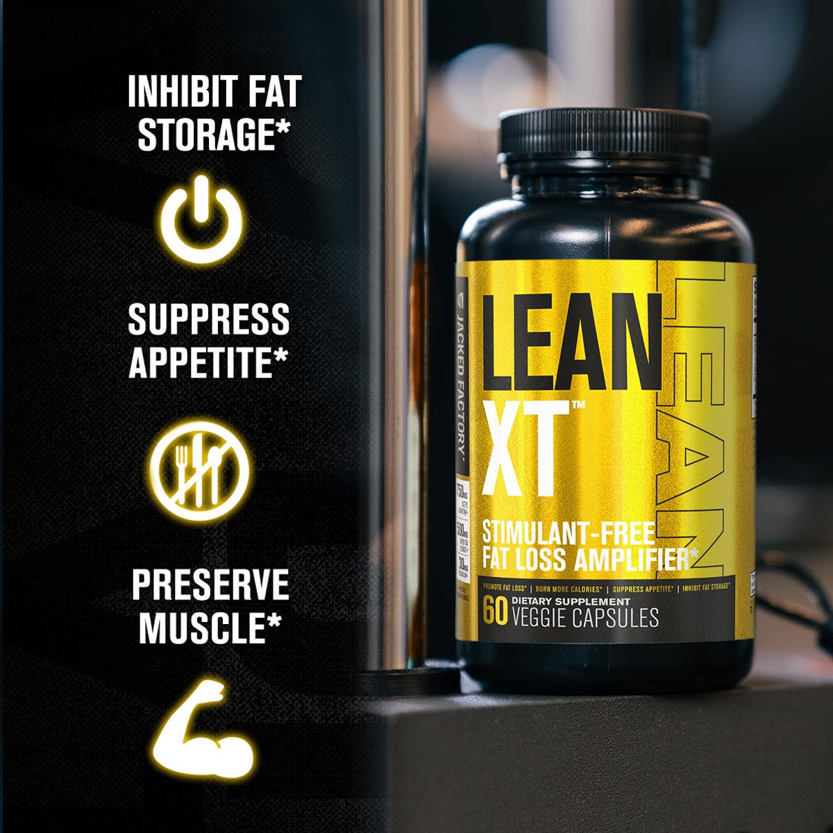 Jacked Factory Lean-XT Caffeine Free Fat Burner - Non Stim Weight Loss Supplement, Appetite Suppressant & Metabolism Booster | Acetyl L-Carnitine, Green Tea Extract, Forskolin - 60 Natural Diet Pills