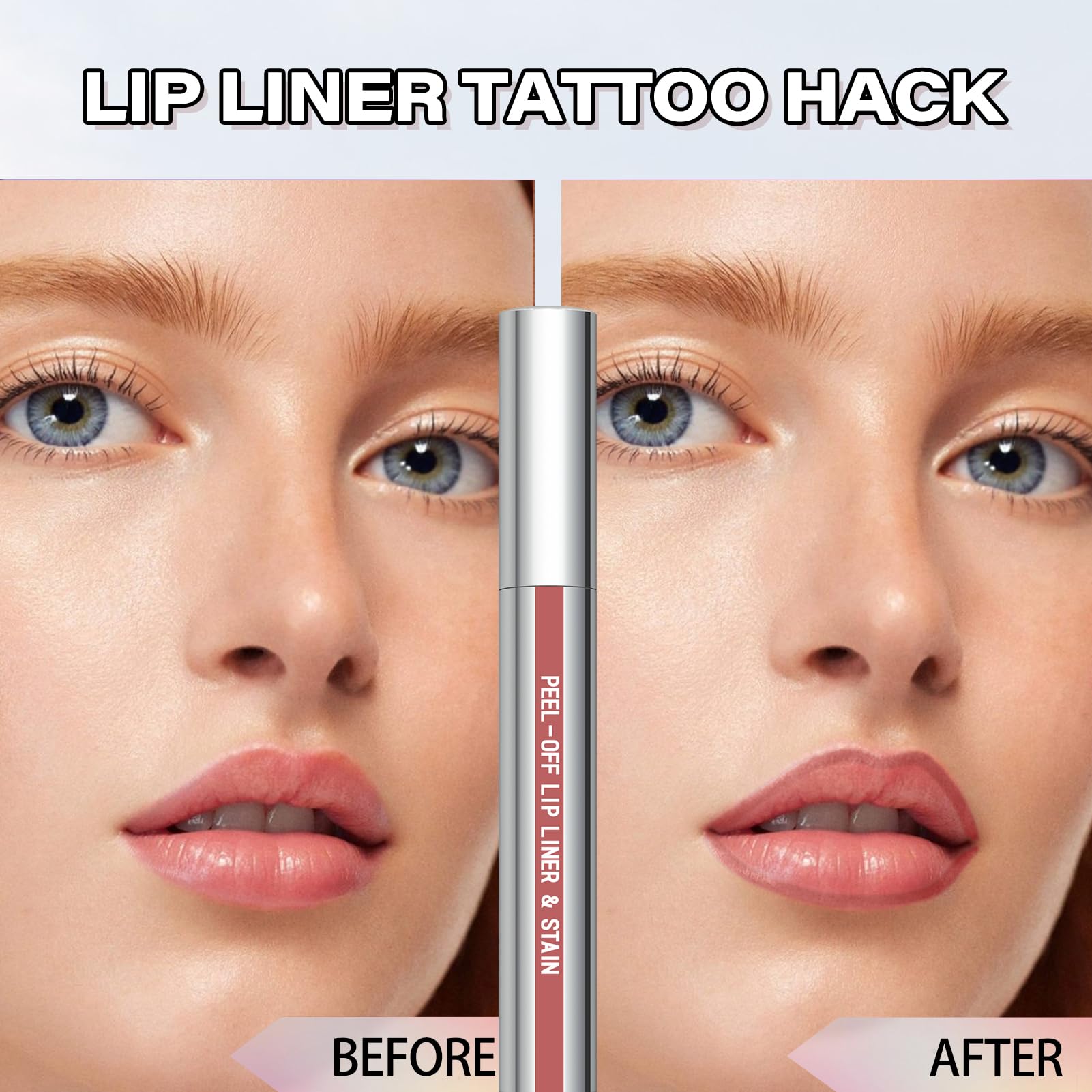 Cilrofelr Peel Off Lip Liner Stain with Tweezer, Long Wear Tattoo Lip Liner, Peel Off Lip Stain with Matte Finish, Long Lasting, Waterproof, Transfer-proof, Highly Pigmented Color (Buff)