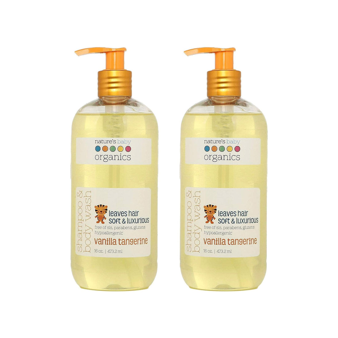 Nature's Baby Organics Shampoo & Body Wash Vanilla Tangerine 16-Ounce Bottles (Pack of 2)
