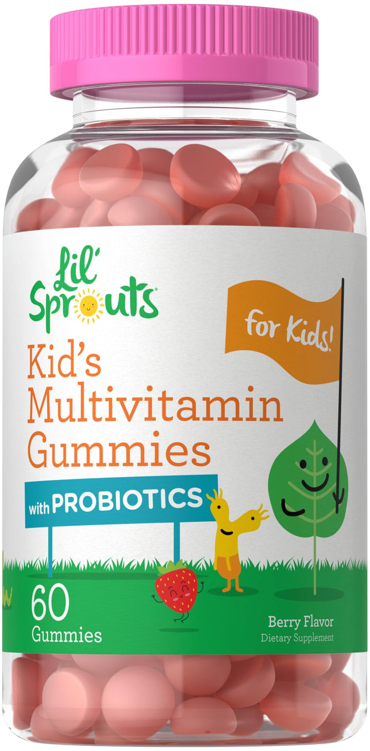 Carlyle Kids Multivitamin Gummies with Probiotics | 60 Chewables | Berry Flavor | Vegetarian, Non-GMO, Gluten Free Children's Supplement | by Lil' Sprouts | Packaging May Vary